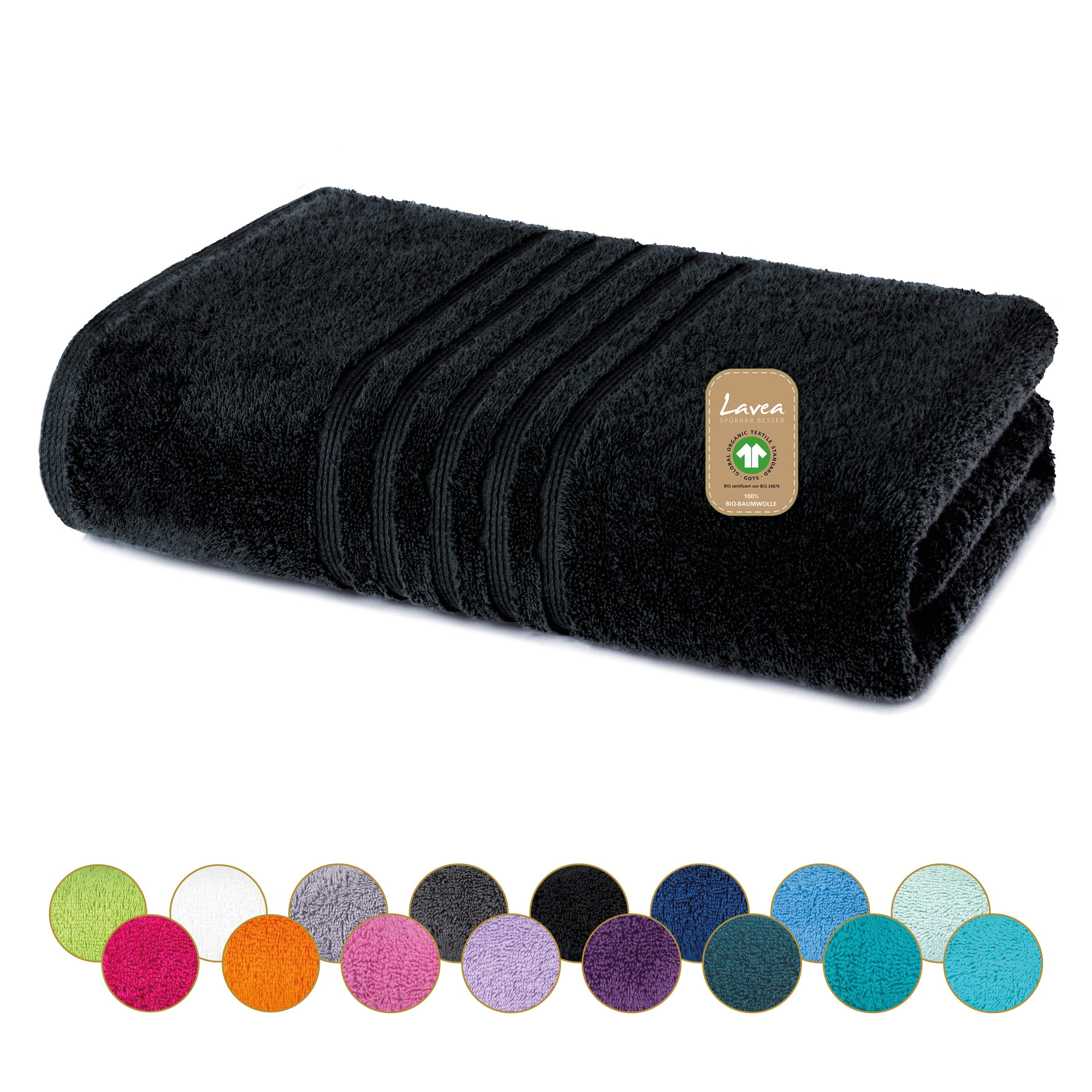 Lavea Saunatuch Bali Saunahandtuch 80x200 cm Saunahandtuch XXL 80x220 cm, Weiches Bio-Baumwollfrottee (1-St), pflegeleicht, GOTS-zertifiziert, extra saugstark mit 500g/m²