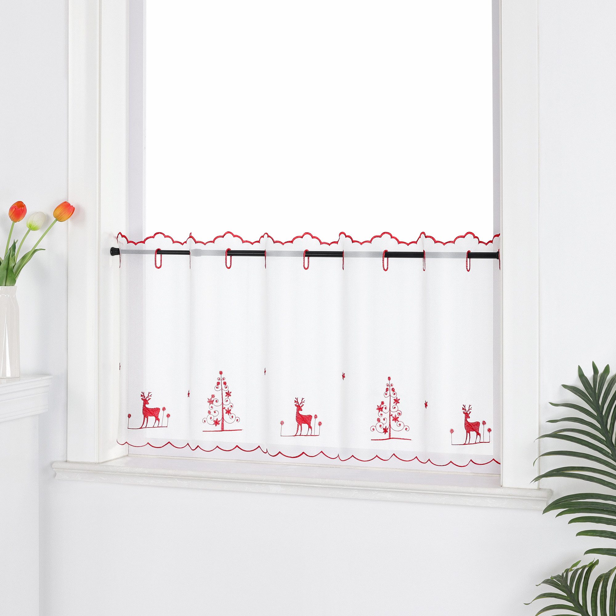 Joyswahl Scheibengardine (1 St), Stangendurchzug, transparent, Voile, Weihn günstig online kaufen