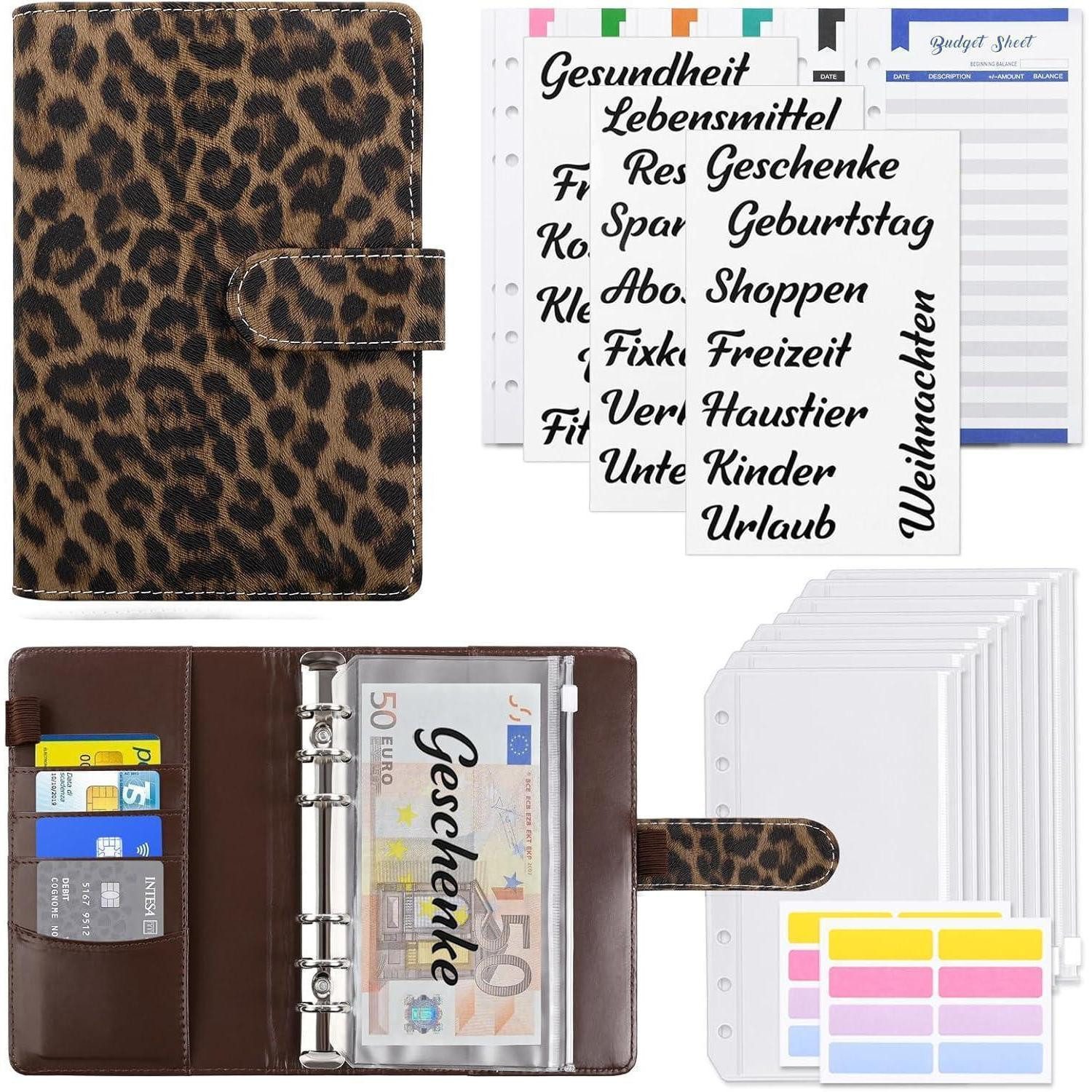 LuxusKollektion Aktenordner Budget Planner A6 - Budget Binder mit Geldumschläge und