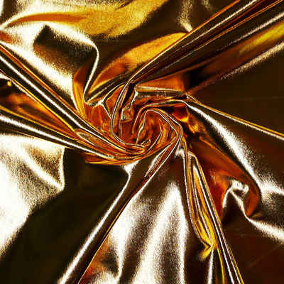 SCHÖNER LEBEN. Stoff Metallic-Stoff Foliendruck mit Stretch gold 1,5m Breite, Foliendruck