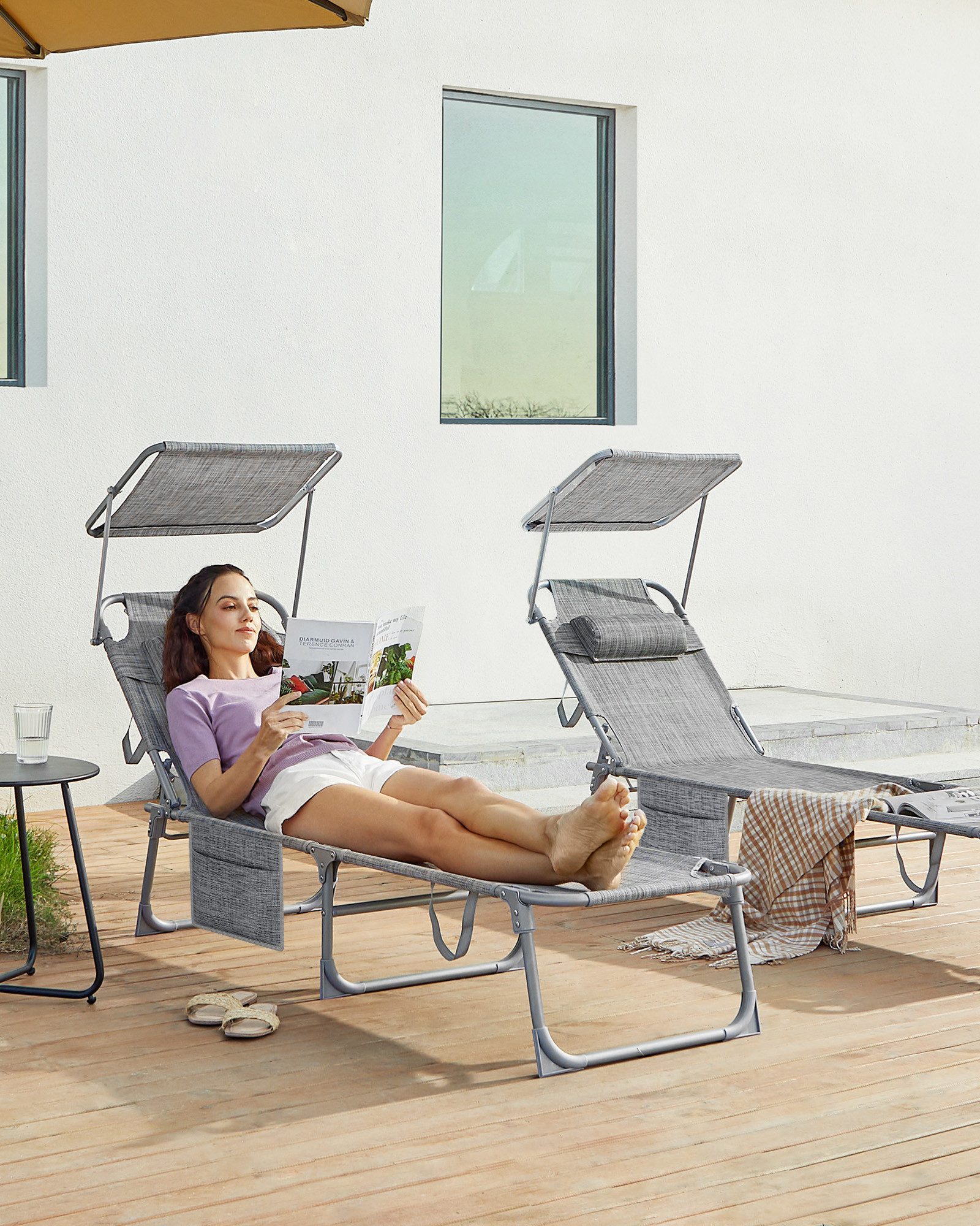 SONGMICS Gartenliege, 2 St., klappbarer Liegestuhl,mit günstig online kaufen
