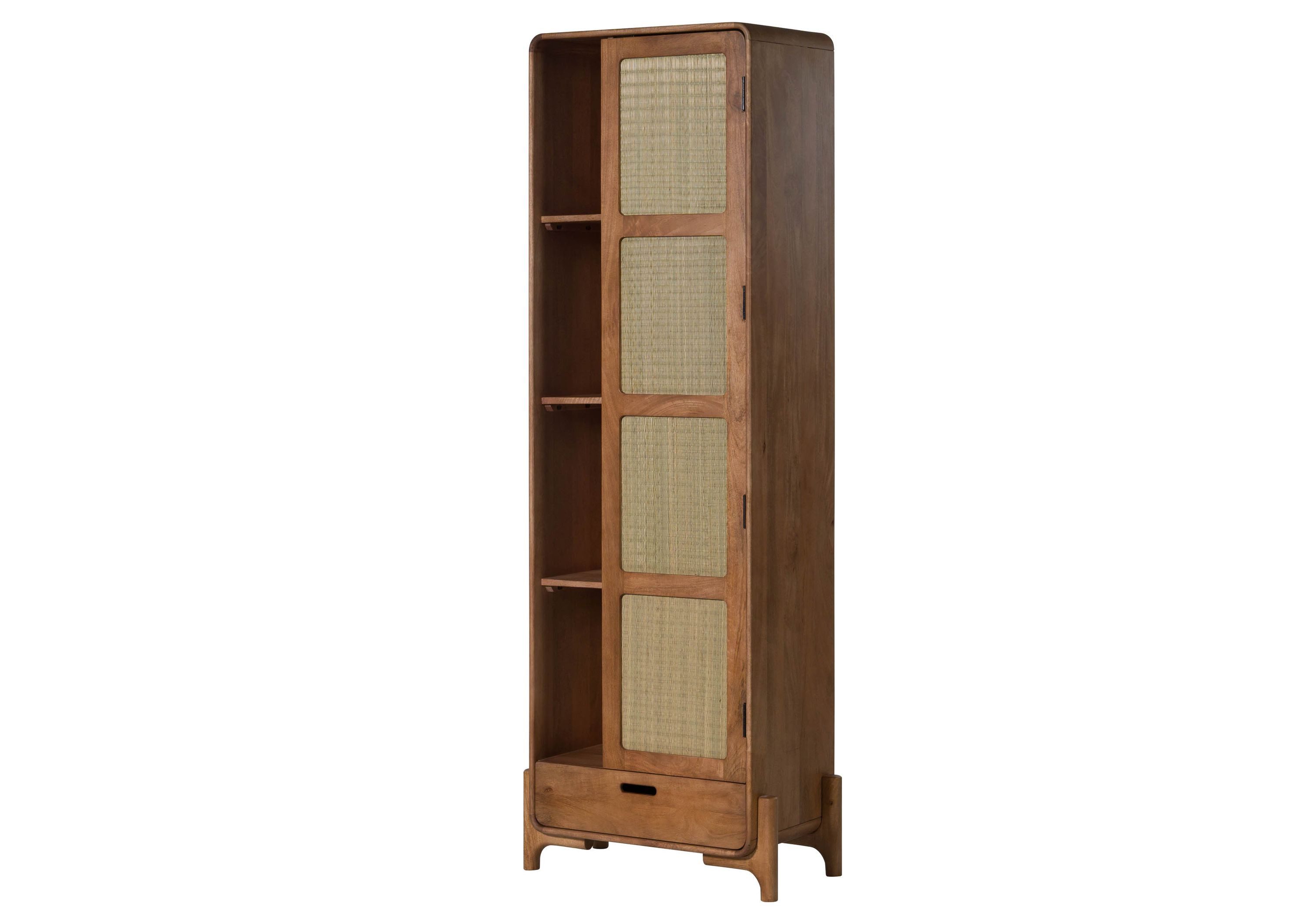 Massivmoebel24 Dreh-/Schwebetürenschrank MIZUMI Mango Massivholz hellbraun (Massivholz teilmontiert 48 MIZUMI #111) Mango 70x40x200 cm hellbraun lackiert