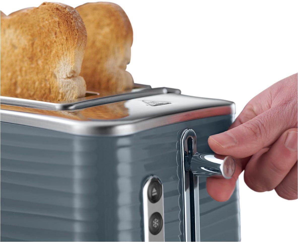 RUSSELL HOBBS Toaster Inspire 24373-56 Grau, 2 Schlitze, 1050 W, mit hochwertiger Hochglanz-Struktur, extra breite Toastschlitze