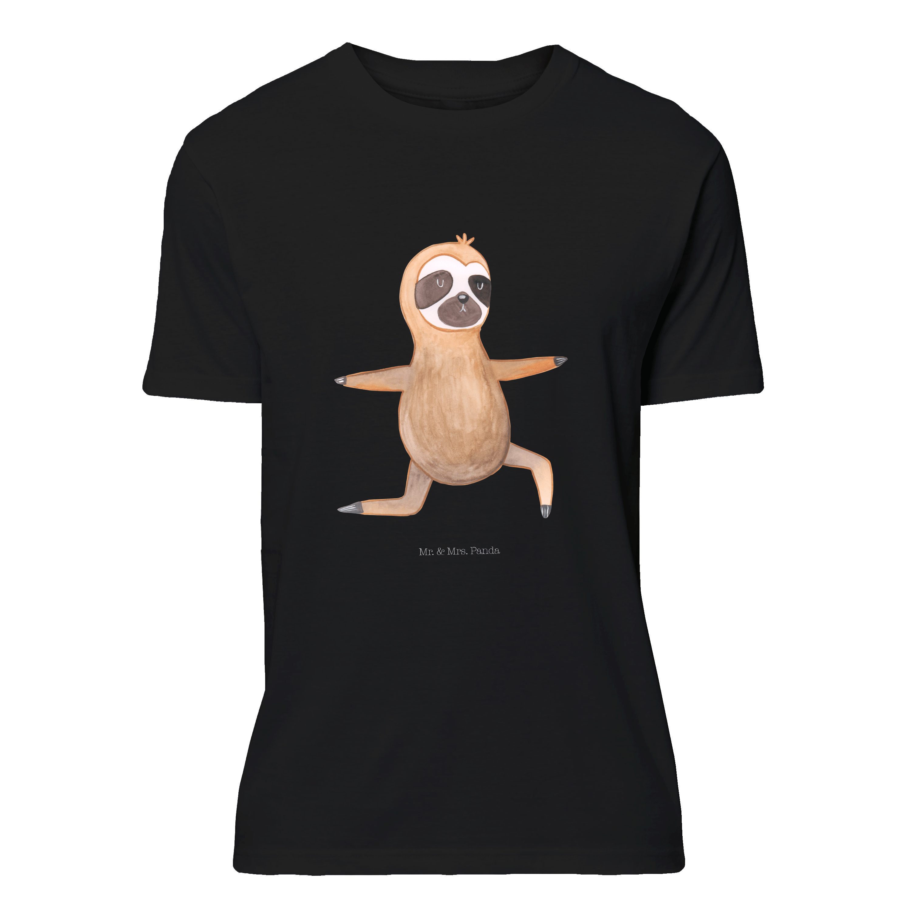 Mr. & Mrs. Panda T-Shirt Faultier Yoga - Schwarz - Geschenk, Faultiere, Yogaübungen, Lustiges (1-tlg)