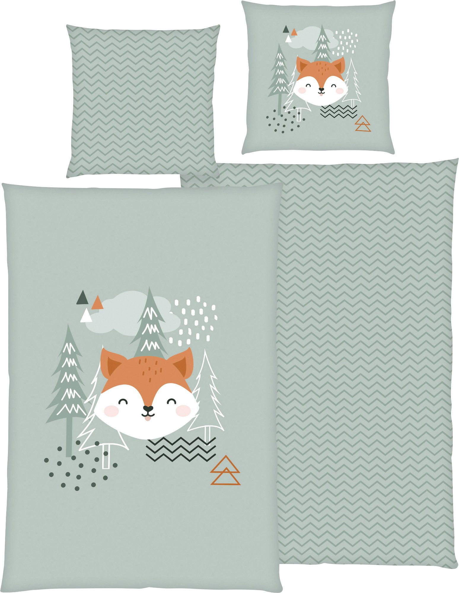 Herding Kinderbettwäsche Kinder-Wendebettwäsche "Nordic Forest", Biber, günstig online kaufen
