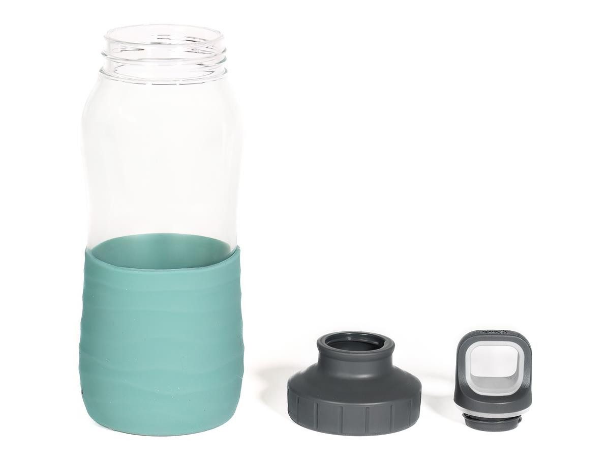 Emsa Trinkflasche Drink2Go Glas 0,5 L grün, mit Schraubverschluss, 100% dicht, spülmaschinenfest