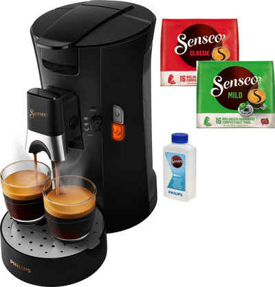 Philips Senseo Kaffeepadmaschine Select CSA240/60, aus 21% recyceltem Plastik, mit 3 Kaffeespezialitäten, metal schwarz