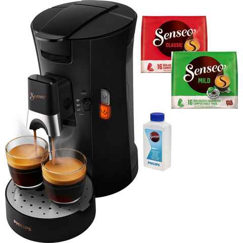 Philips Senseo Kaffeepadmaschine Select CSA240/60, aus 21% recyceltem Plastik, mit 3 Kaffeespezialitäten, metal schwarz