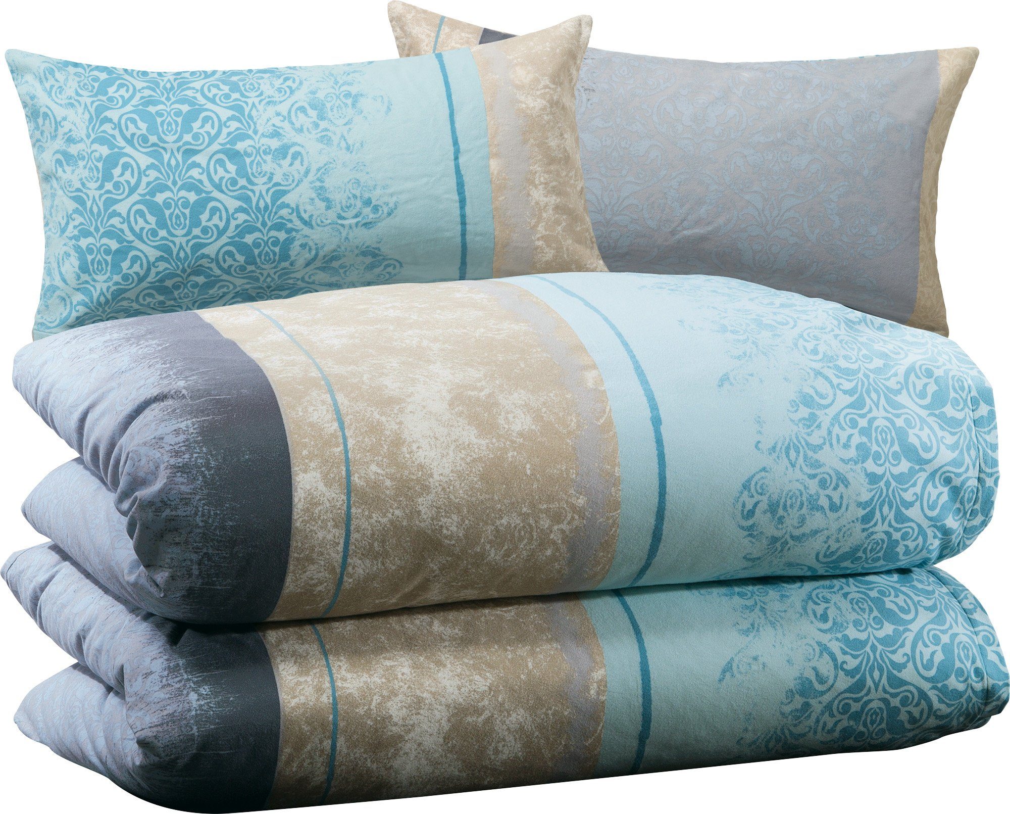 Erwin Müller Bettwäsche Bettwäsche Sparpaket 4-teilig, Biber, Grafik