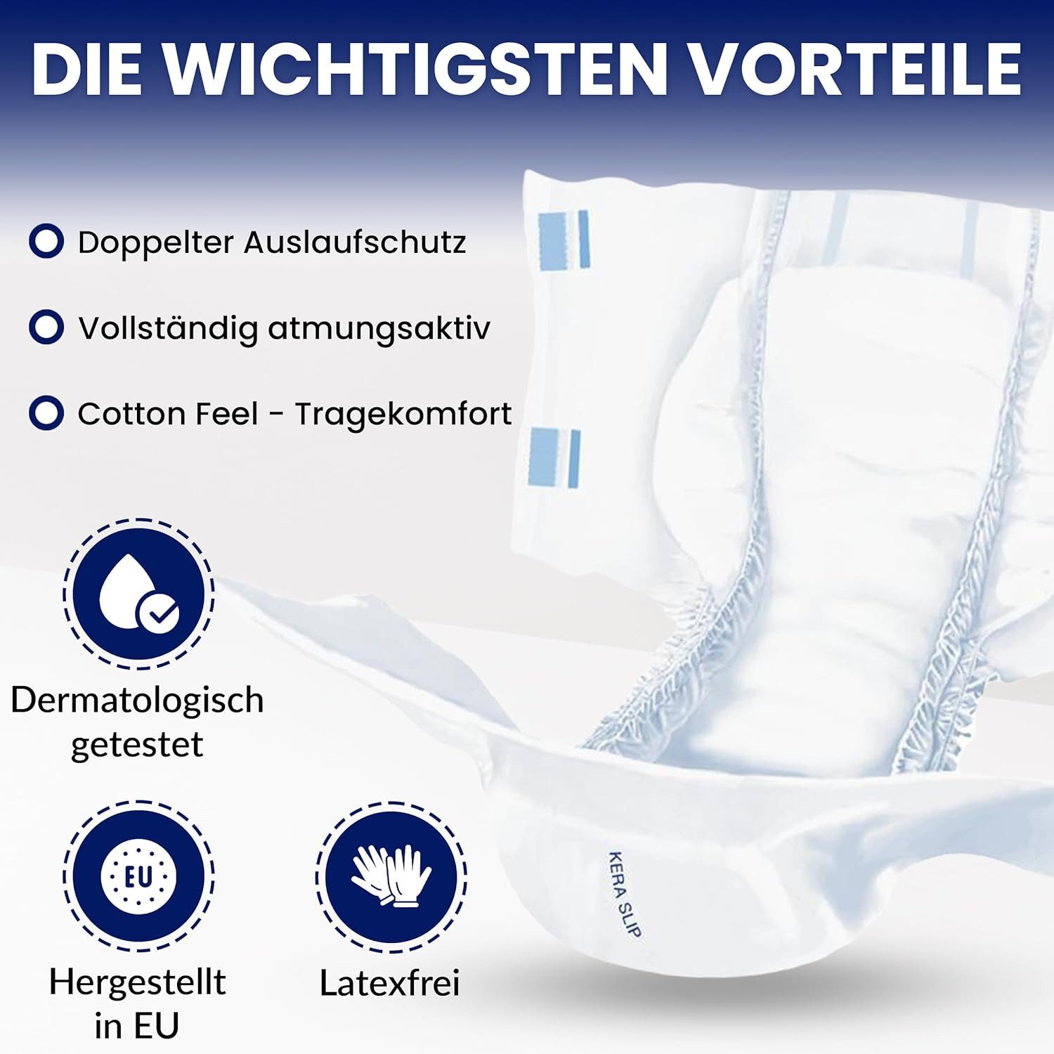 Kera Windeln Inkontinenz Slip MAXI NIGHT PREMIUM saugstarke Windeln für Erwachsene (mit doppeltem AUSLAUFSCHUTZ, 20-St., Atmungsaktive Erwachsenen Windel Cotton Feel), für den nächtlichen Gebrauch