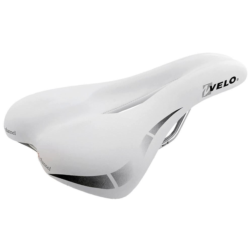 Velo Fahrradsattel Velo Wide:Channel Damensattel, weiß, 250x168 mm, O-Zone Full Cut, D2-K