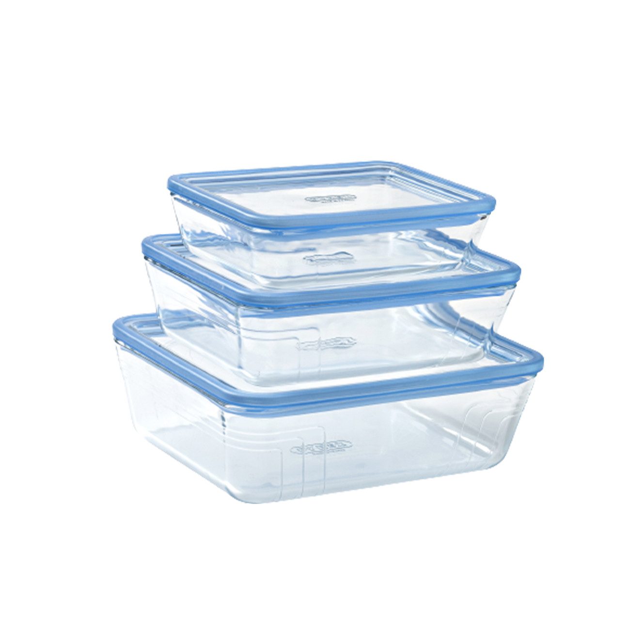 PYREX Frischhaltedose Pyrex Zero Plastic Glas-Frischhaltedosen Set 3-tlg (0,8 l/1,5 l/2,6 l), (Set, 3er-Set, rechteckig, ineinander stapelbar), Plastikfrei, nachhaltiges Glasdesign, mit Glasdeckel