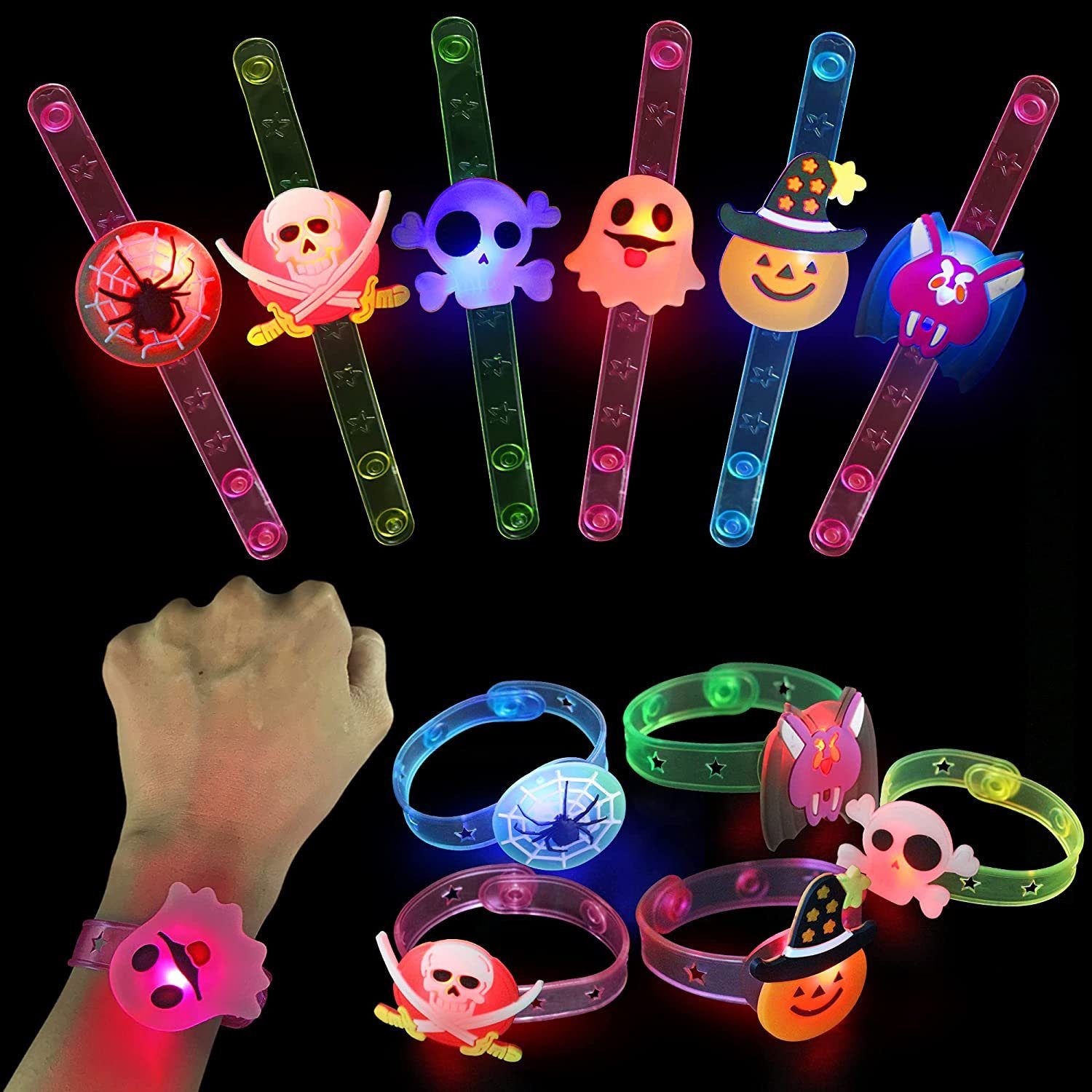 GelldG Set Armbänder Leuchtspielzeug LED Dekoobjekt Leuchtende 6 Kinder