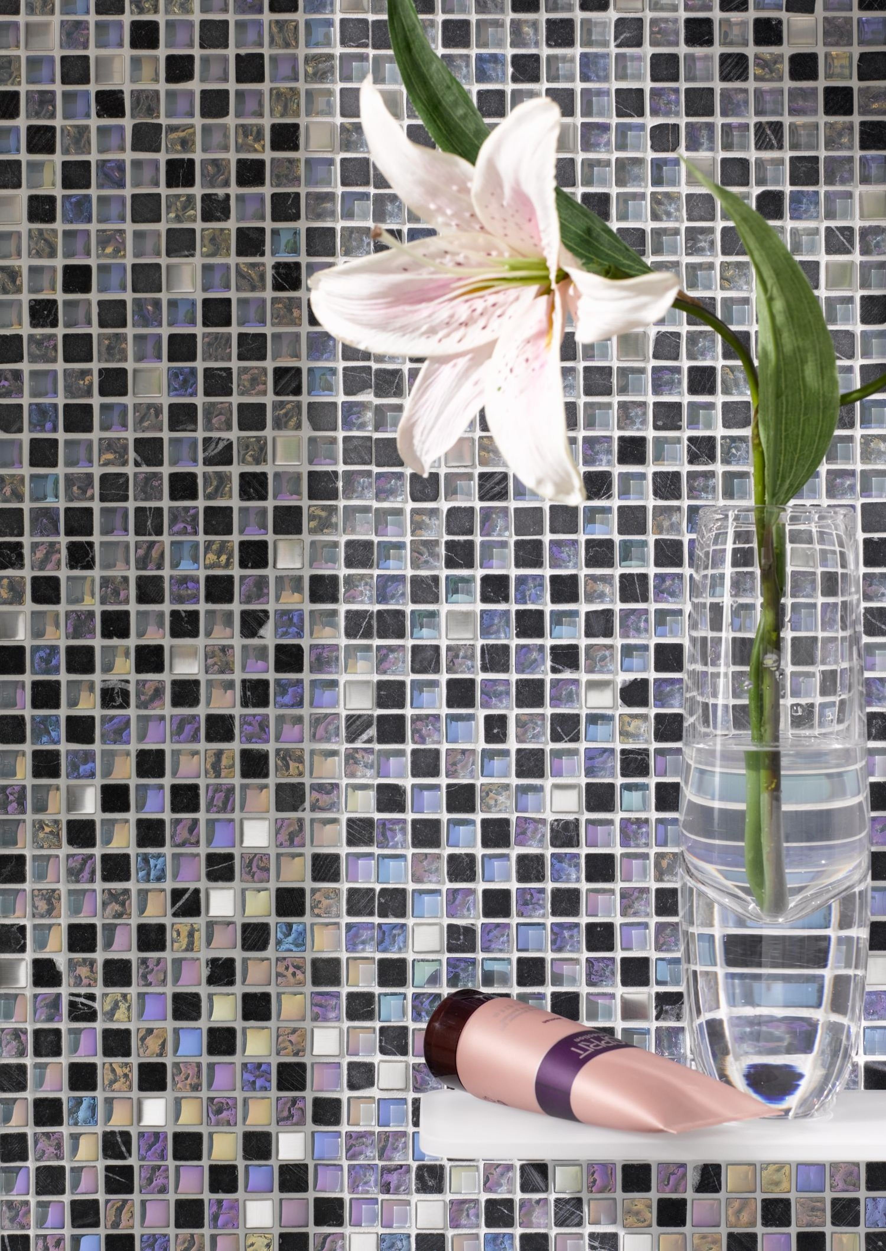Mosaikfliesen Glasmosaik Mosani grau anthrazit Spritzschutz Mosaikfliese Edelstahl