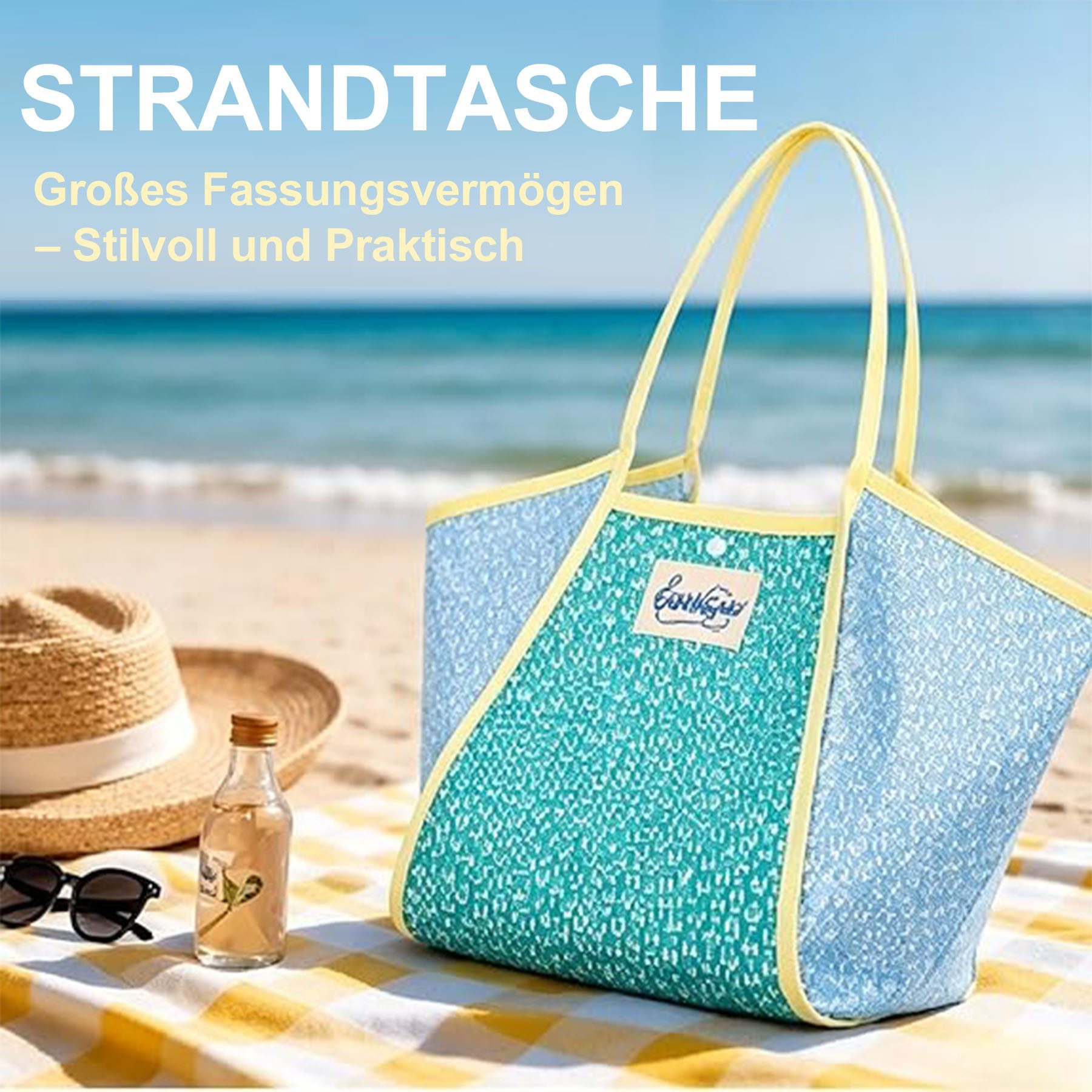 Mutig Strandtasche Xl Strandtasche Damen, Einkaufstasche,Schwimmtasche,Faltbar Beach Bags (Kann als Einkaufstasche, Reisetasche und Pooltasche verwendet werden, Leichte Mesh Strandtasche Korb,Badetasche Klein,Shopper für Frauen), Große Tote Bag für Strand, Reisen, Einkaufen, Picknick und Alltag
