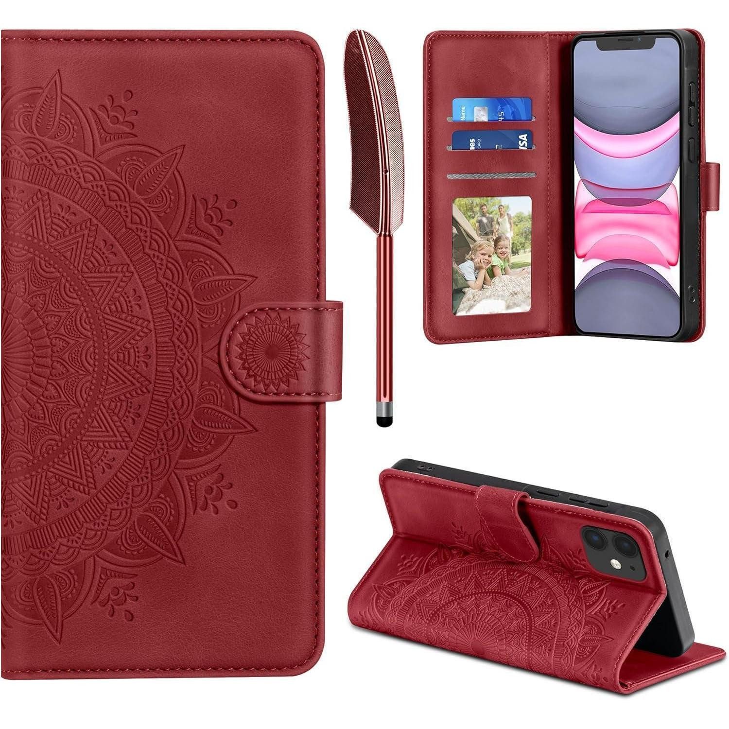 LuxusKollektion Flip Case Lederhülle iPhone11 Klapphülle Kartenfach Magnet Ständer iPhone 11 Rot