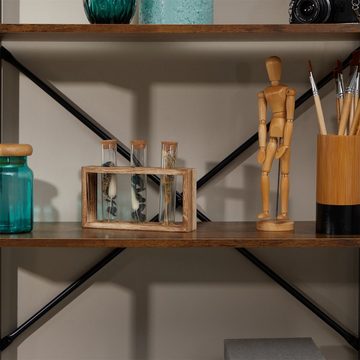 CARO-Möbel Bücherregal MEDA, Regal im Industrial Stil aus Metall in schwarz und MDF braun 5 Regalbö