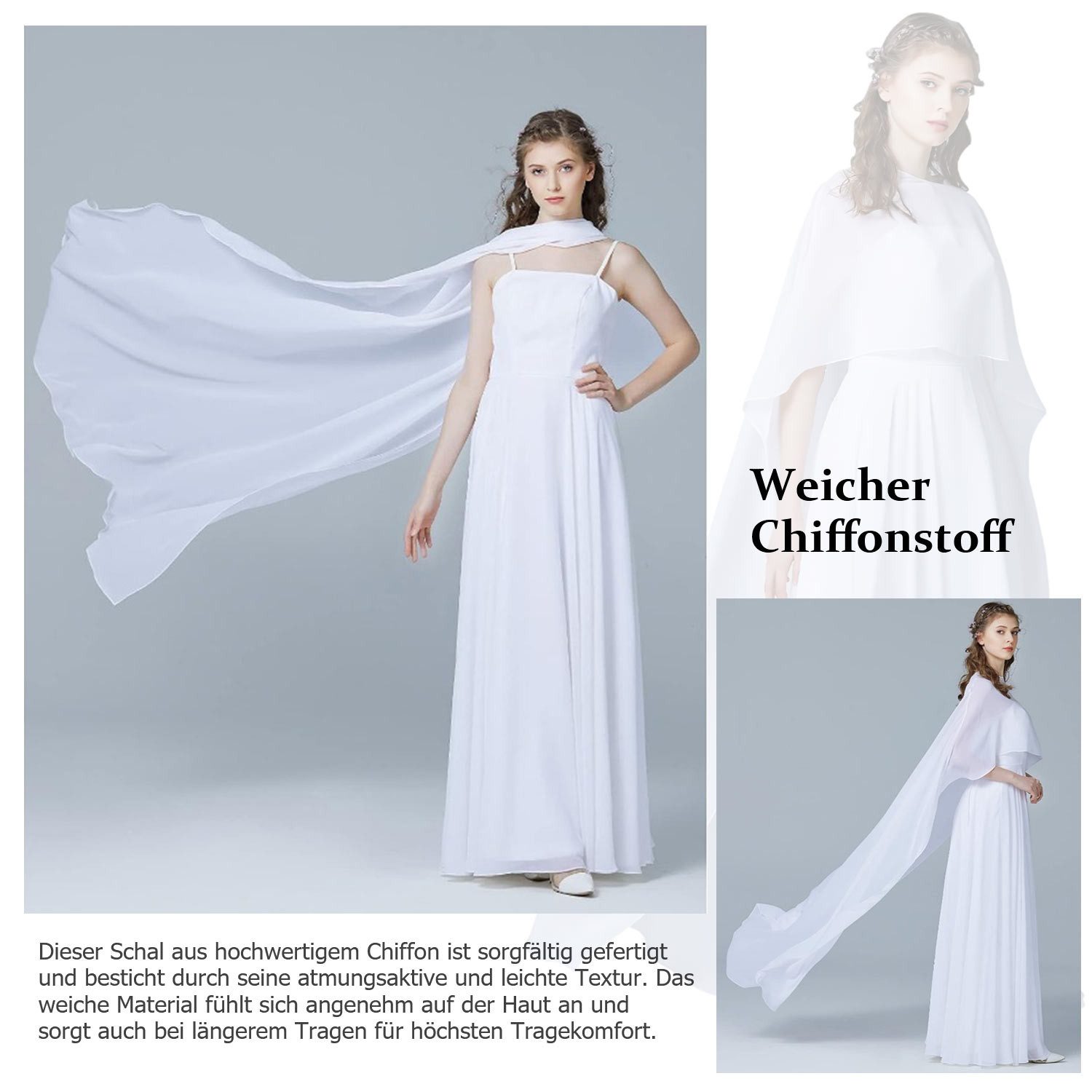 Refttenw Poncho Chiffon Poncho Damen,Sommer Schal,Strandponcho,Cardigan,Schultertuch