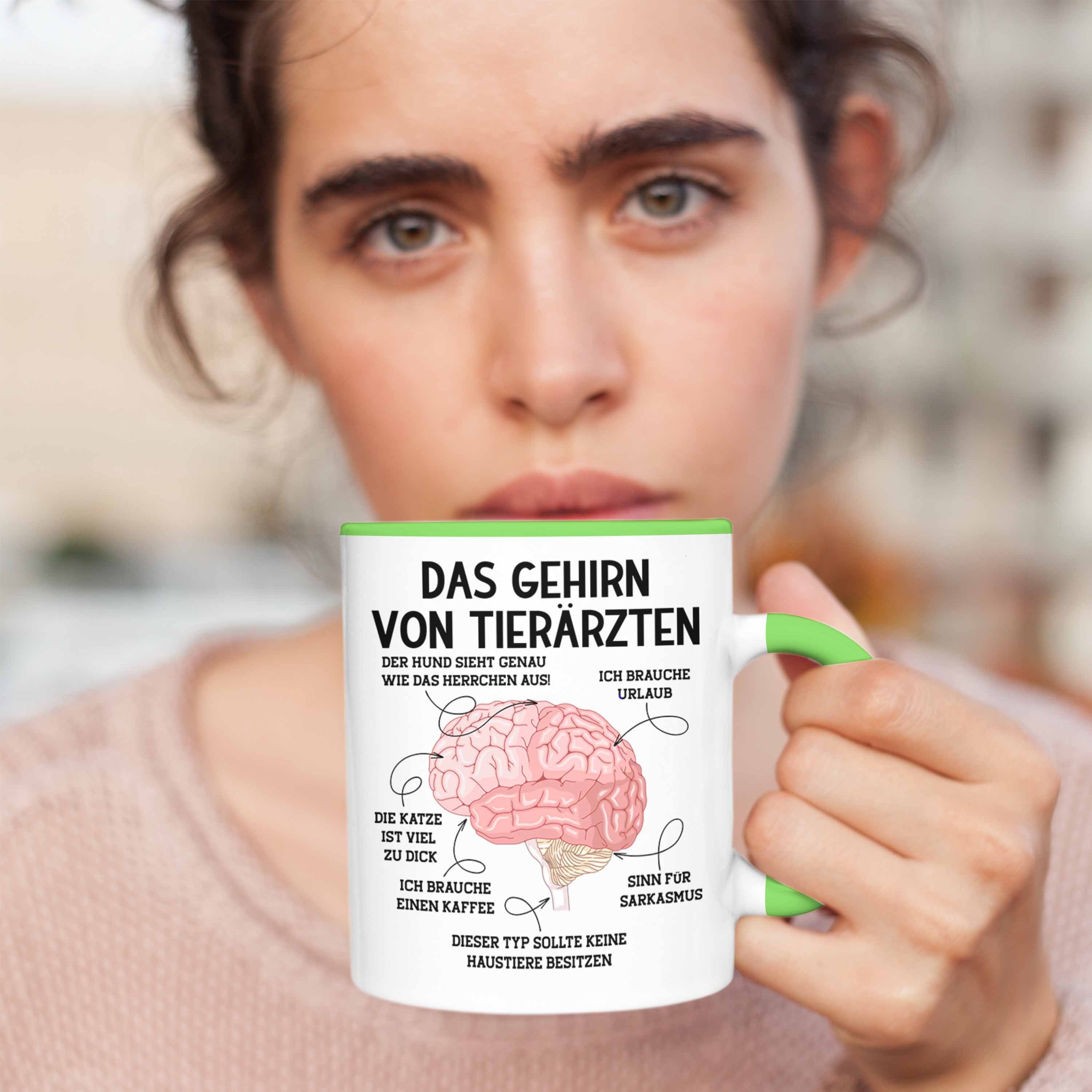 Tasse Tierärztin Gehirn Weihnachte Lustiger Sprüche Geschenk Grün Tierarzt Spruch Trendation
