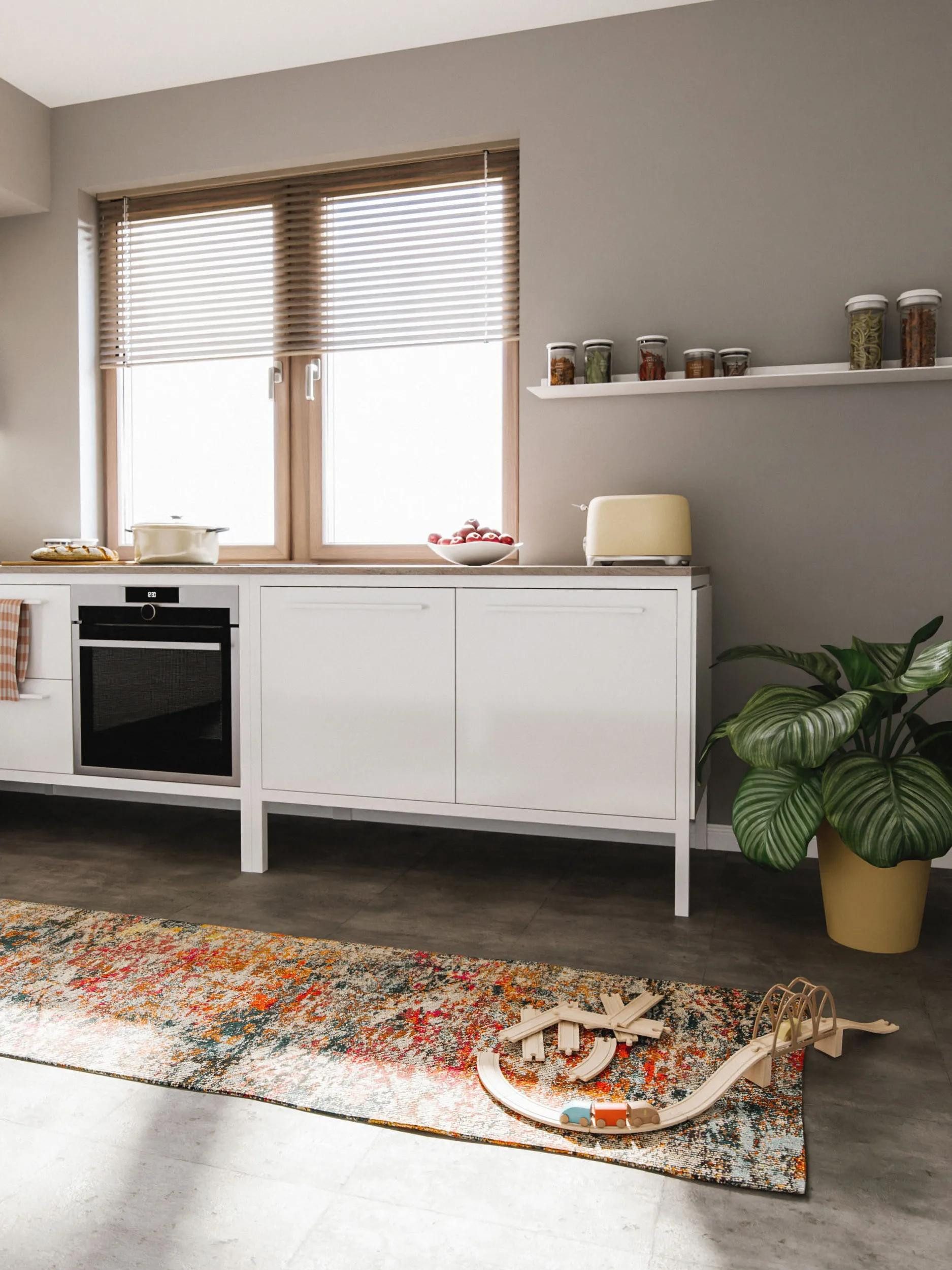 benuta Teppich Casa, rechteckig, Höhe: 11 mm, Teppich Wohnzimmer, Esszimmer, Schlafzimmer, Flur, Farbenfroh, Retro