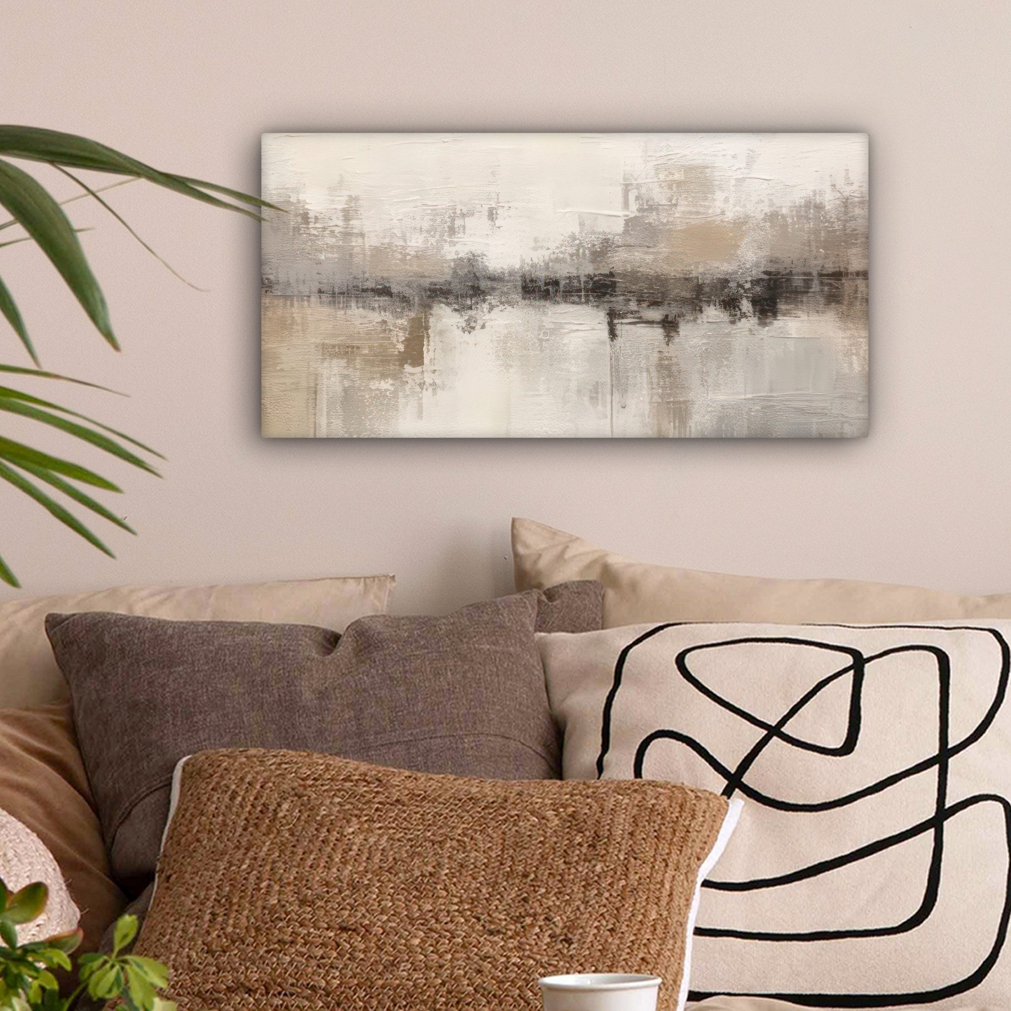 OneMillionCanvasses® Leinwandbild Panorama Moderne Kunst - Abstrakt - Beige günstig online kaufen