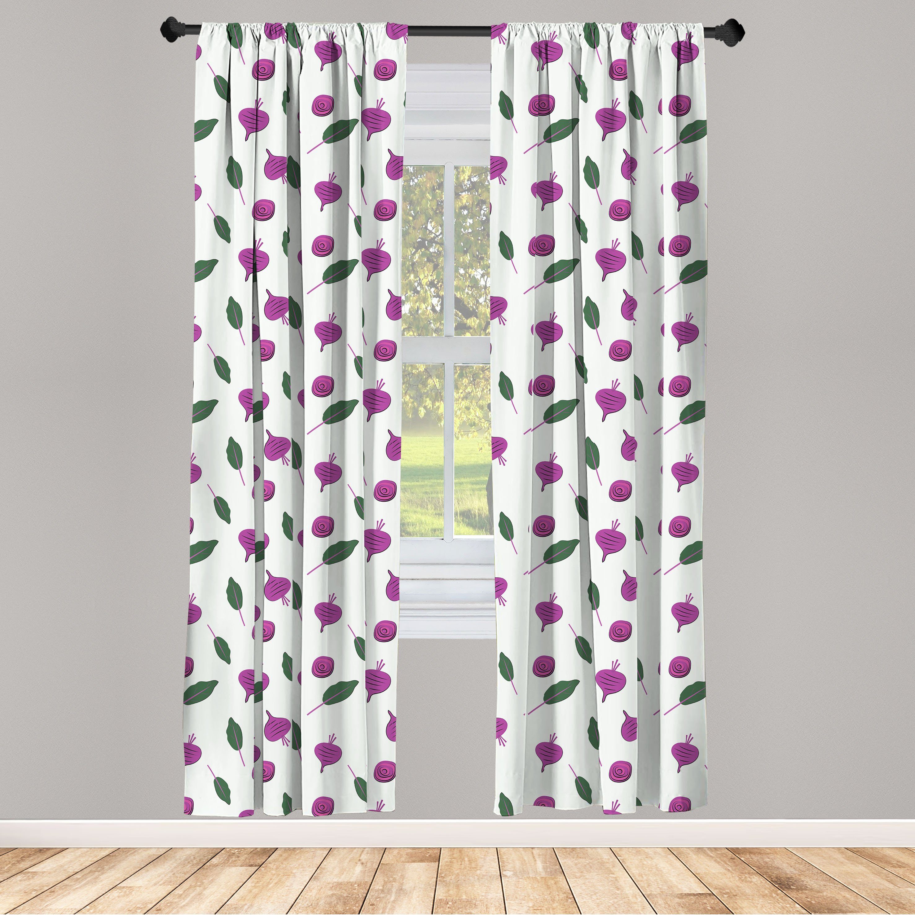 Gardine Vorhang für Wohnzimmer Schlafzimmer Dekor, Abakuhaus, Microfaser, Gemüse Beetroots und Blätter