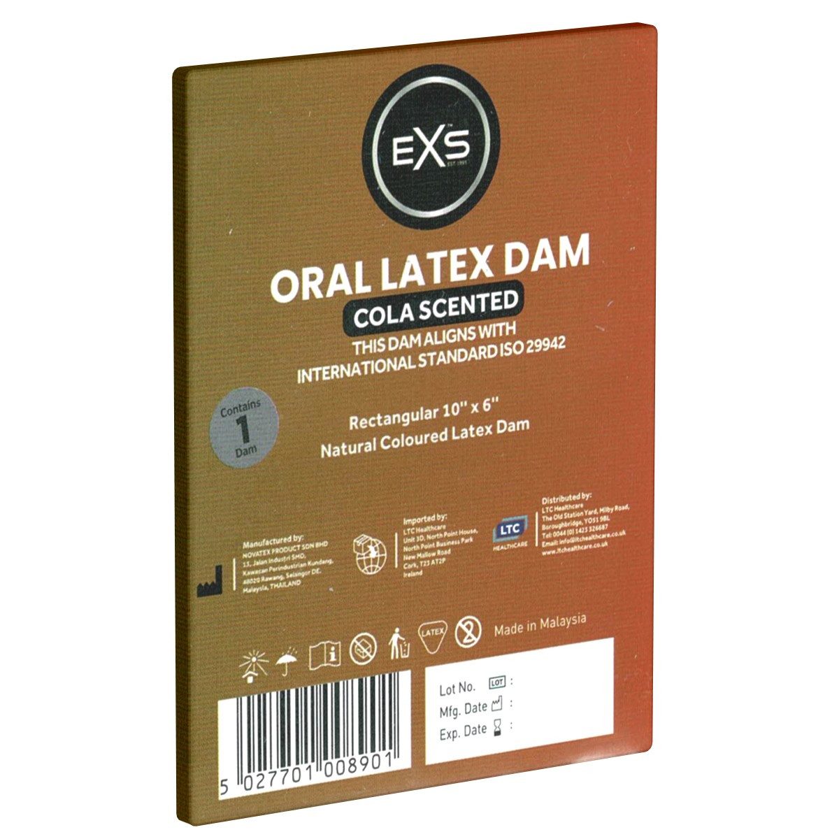 EXS Презервативы Scented Oral Latex Dams - Lecktücher aus Latex Sorte:Cola, Packung mit, 1 St., gefühlsechte Lecktücher für den Oralverkehr, Latextücher mit Duft und Geschmack