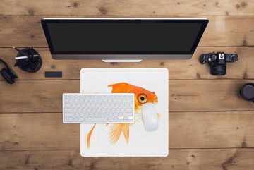 MuchoWow Gaming Mauspad Goldfisch - Weiß - Schwimmen (1-St), Mousepad mit Rutschfester Unterseite, Gaming, 40x40 cm, XXL, Großes