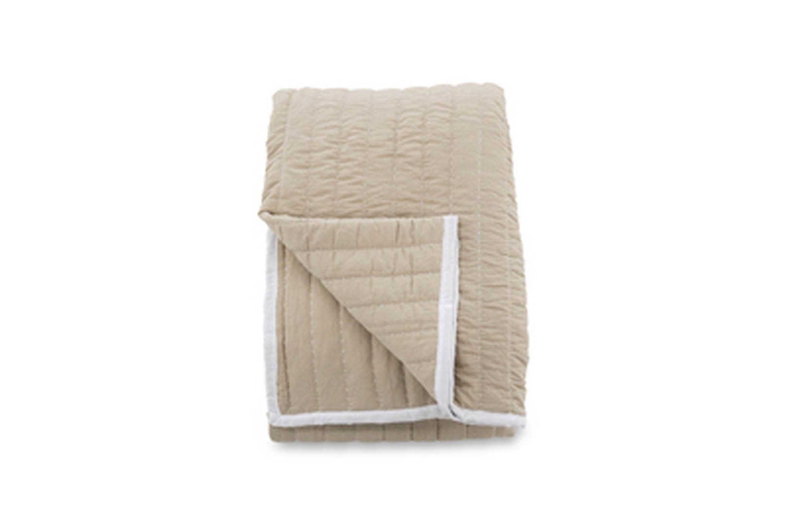 Gardine Juni 260x260cm ebuy24, (1 beige, weiß., St) Tagesdecke