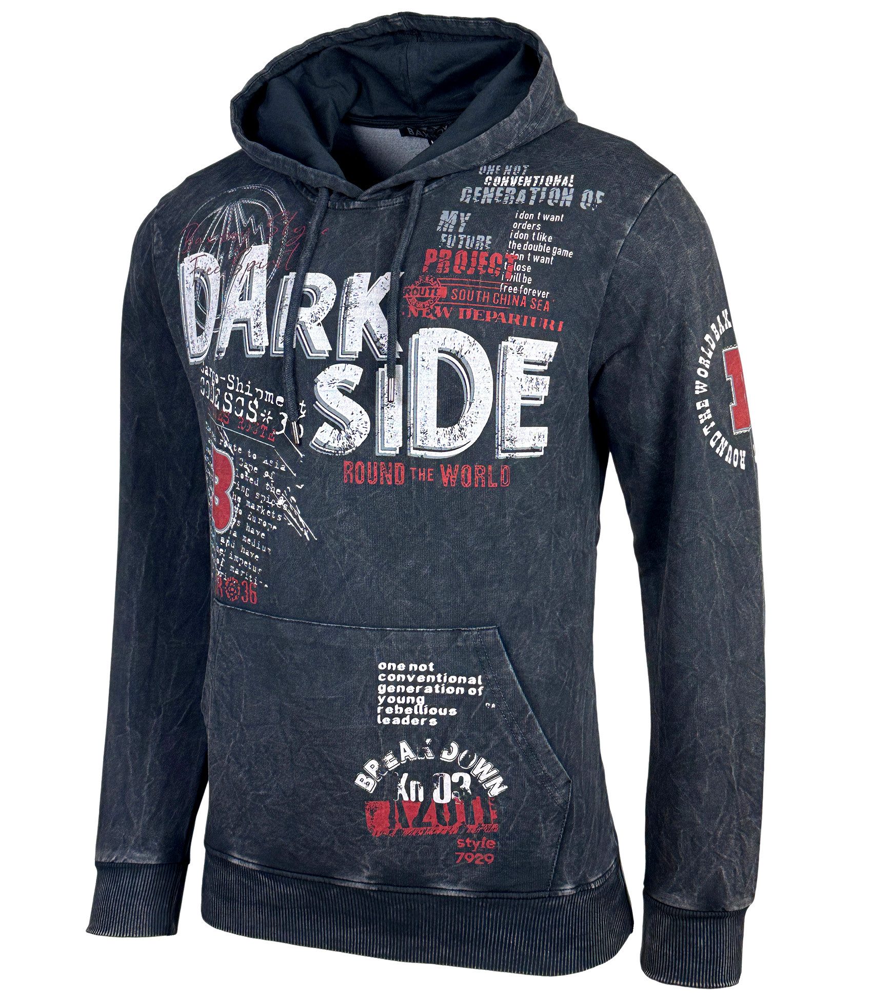 Baxboy Hoodie Baxboy Verwaschen Hoodie Herren Sweatshirt Pullover 608