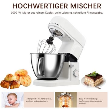 FUROKOY Küchenmaschine Küchenmaschine Edelstahl Standmixer Schneebesen Mixer Milchweiße, Teigknetmaschine kleine Haushaltsgeräte Rührmaschine mit Kochfunktion