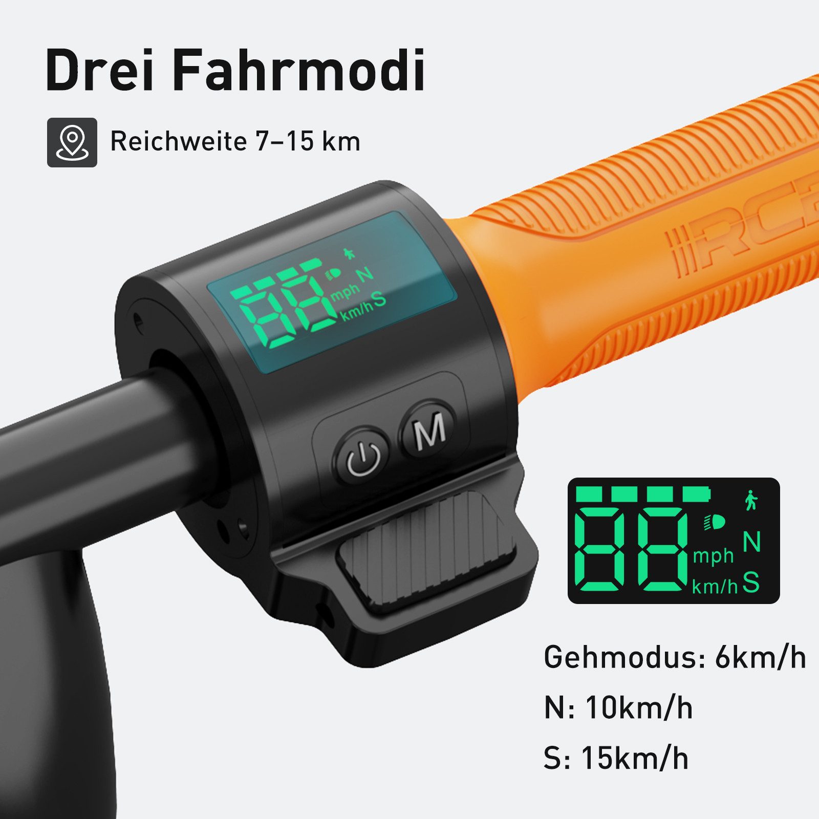 RCB Elektro-Kinderroller R7X,7" faltbarer Elektroroller für Kinder von 8-12, Reichweite 7-15 km, Drei Geschwindigkeitsstufen: 6km/h, 10km/h, 15km/h