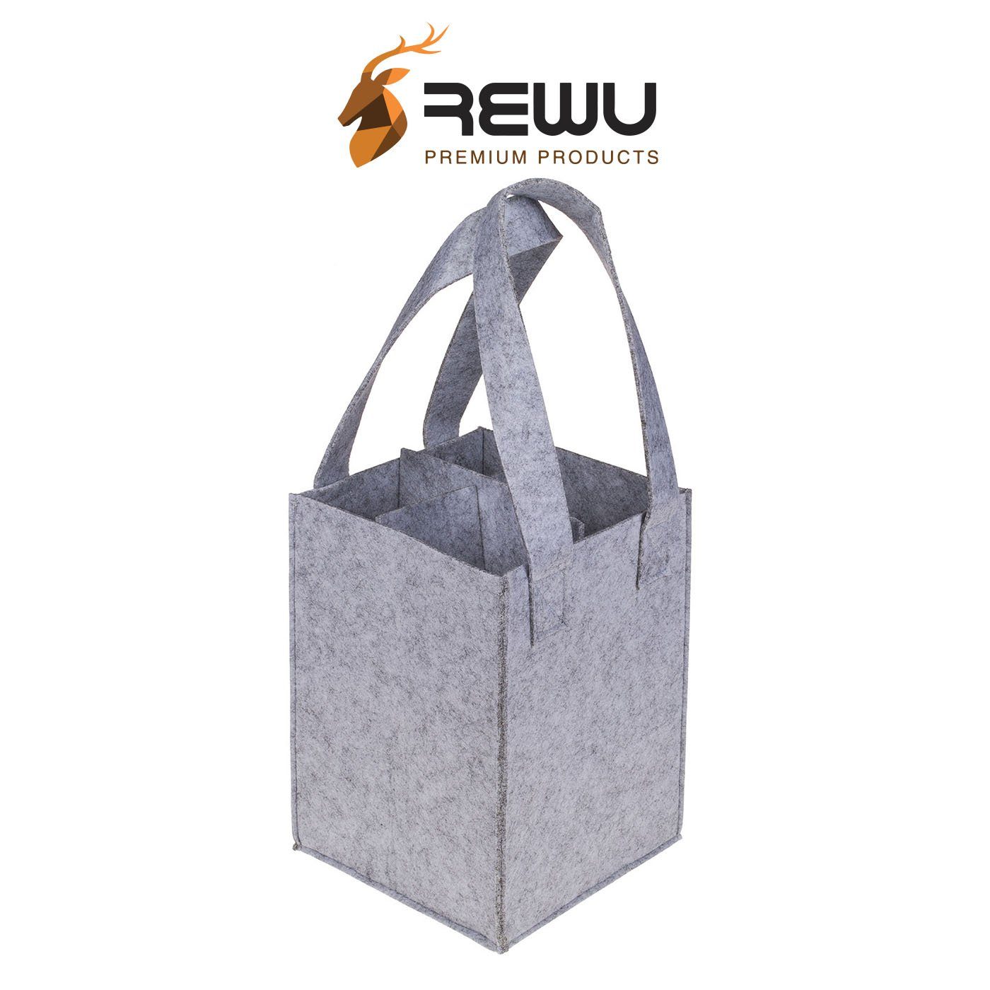 ReWu Flaschenträger Filz-Taschen Flaschen für 4 Grau