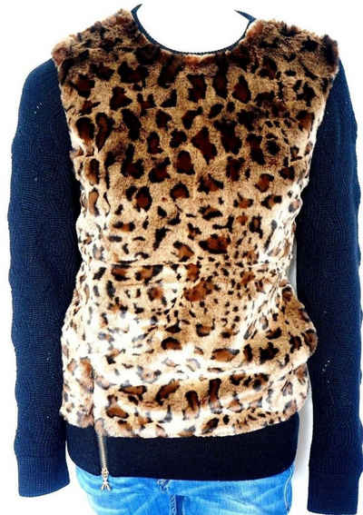Stillpullover Patrizia Pepe Damen Pullover, Patrizia Pepe Shifting Leo Schwarz/Leopard Muster