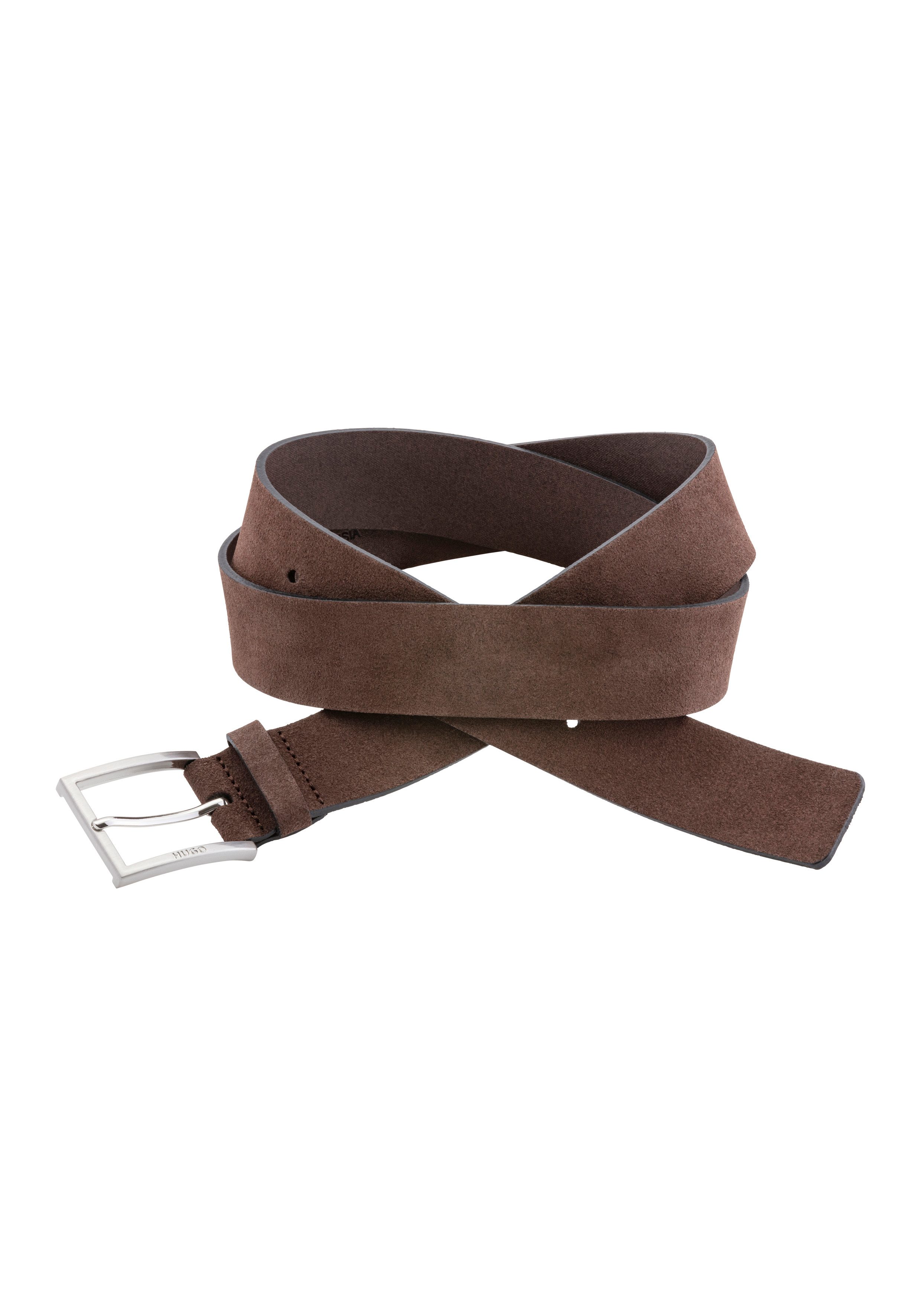 HUGO Ledergürtel Mirto_Sz35 aus Veloursleder mit Logo-Gravur auf der Dornsc günstig online kaufen