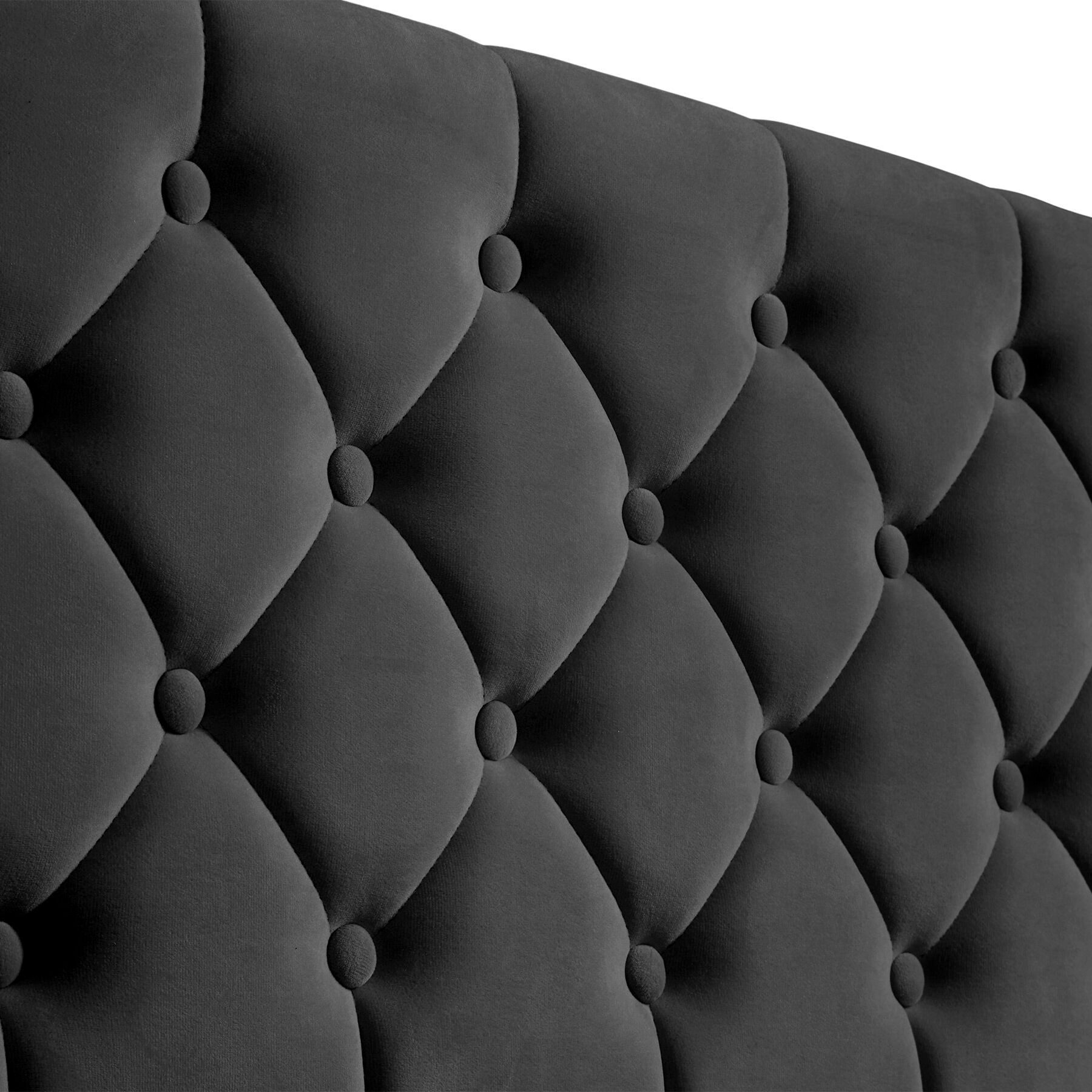 tectake Polsterbett Komfortbett mit LED-Leisten & Stauraum - Samtoptik mit Steppmuster (Bettset, in Samtoptik Schwarz), stabiler Stahlrahmen, Belastbarkeit 200  – Bild 4 von 5