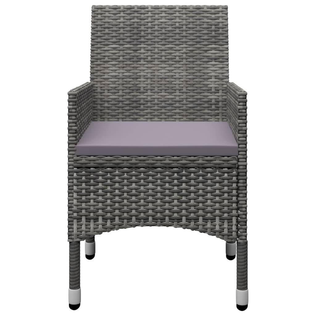 vidaXL Gartenlounge-Set 3-tlg. Bistro-Set Poly Rattan und Hartglas Grau, (1-tlg)