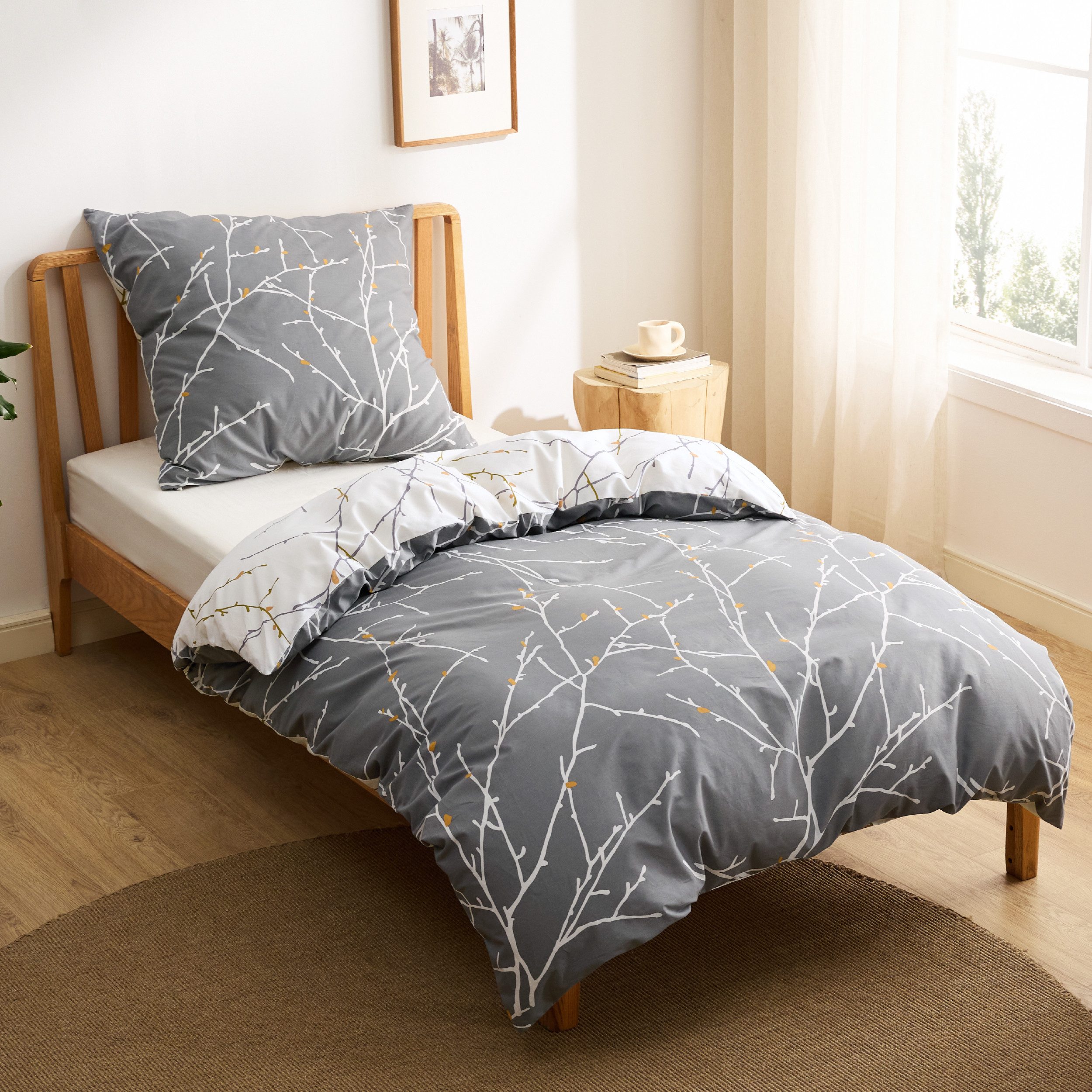 BEDSURE Wendebettwäsche mit Zweige-Design und Reißverschluss, günstig online kaufen