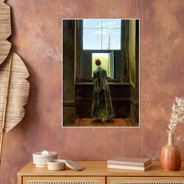 Posterlounge Poster Caspar David Friedrich, Frau am Fenster, Malerei