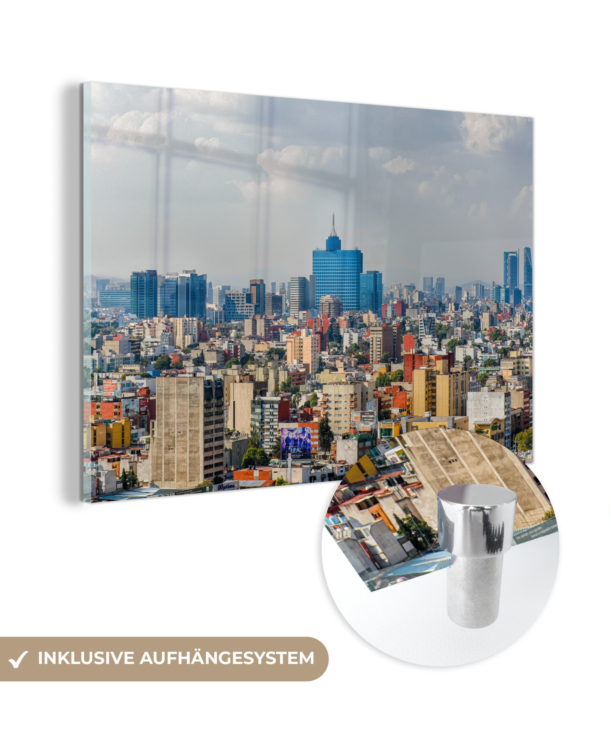 MuchoWow Acrylglasbild Skyline - Mexiko - Amerika, (1 St), Acrylglasbilder Wohnzimmer & Schlafzimmer | Bilder