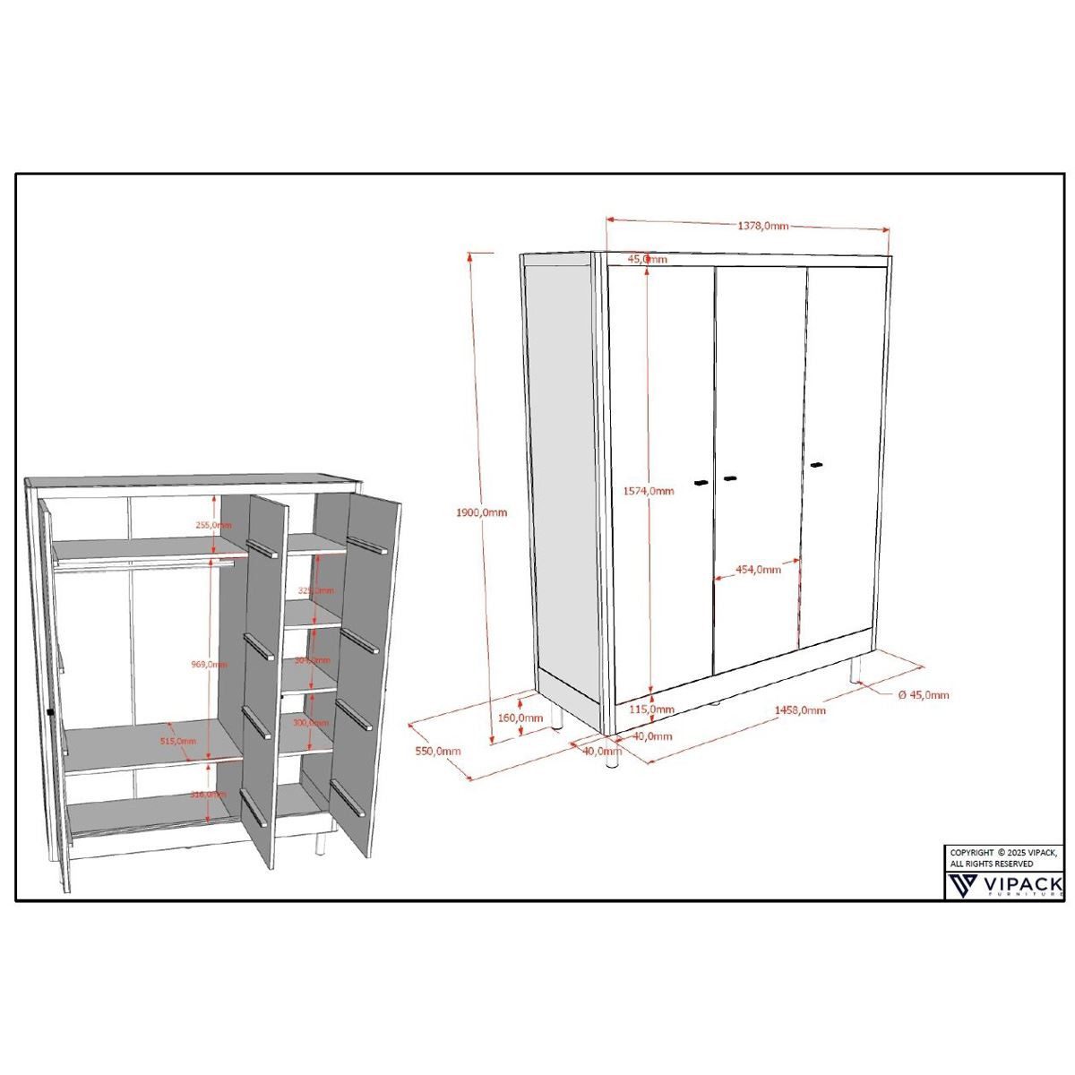 58 aufm Kessel Kleiderschrank Schrank Schlafzimmer Keeley Buche Kinder Weiß Massivholz 3-trg. Stabil (inkl. Versand, Lieferung bis Verwendungsstelle) 3-türiger Kleiderschrank Soft-Close und praktischer Innenaufteilung