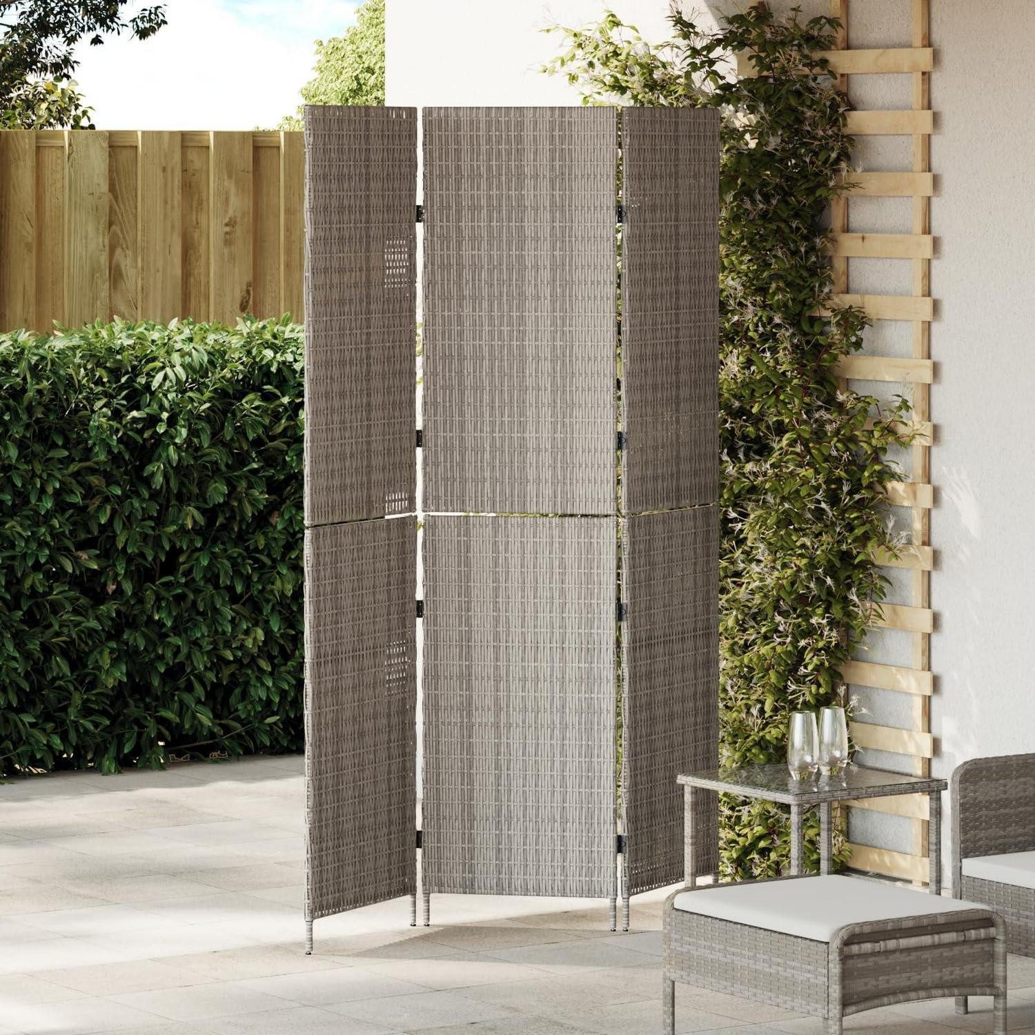 LuxusKollektion Paravent Faltbarer Raumteiler 147x180 cm Grau (1 St)