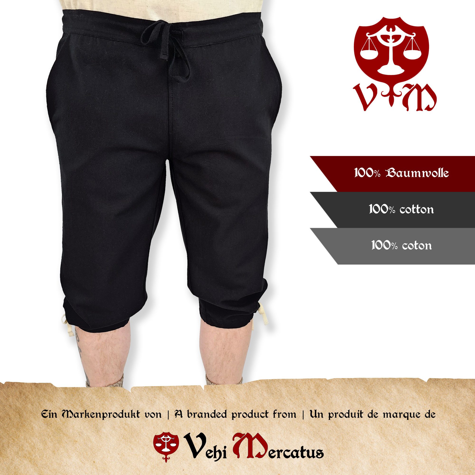 Vehi Mercatus Wikinger-Kostüm Knickerbocker Schwarz "Karimir"