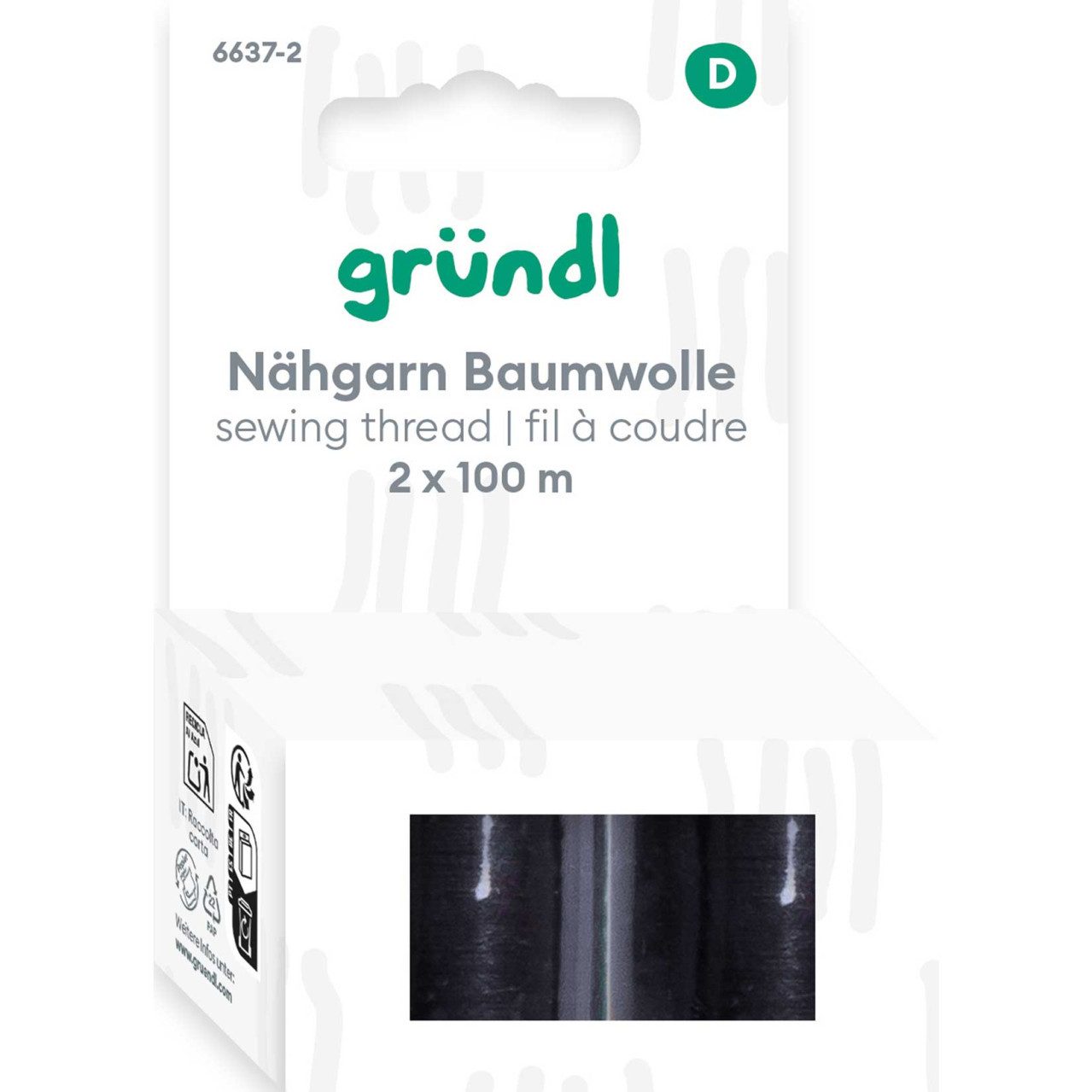 Gründl Bastelnaturmaterial Gründl Nähgarn Baumwolle schwarz 2 x 100 m
