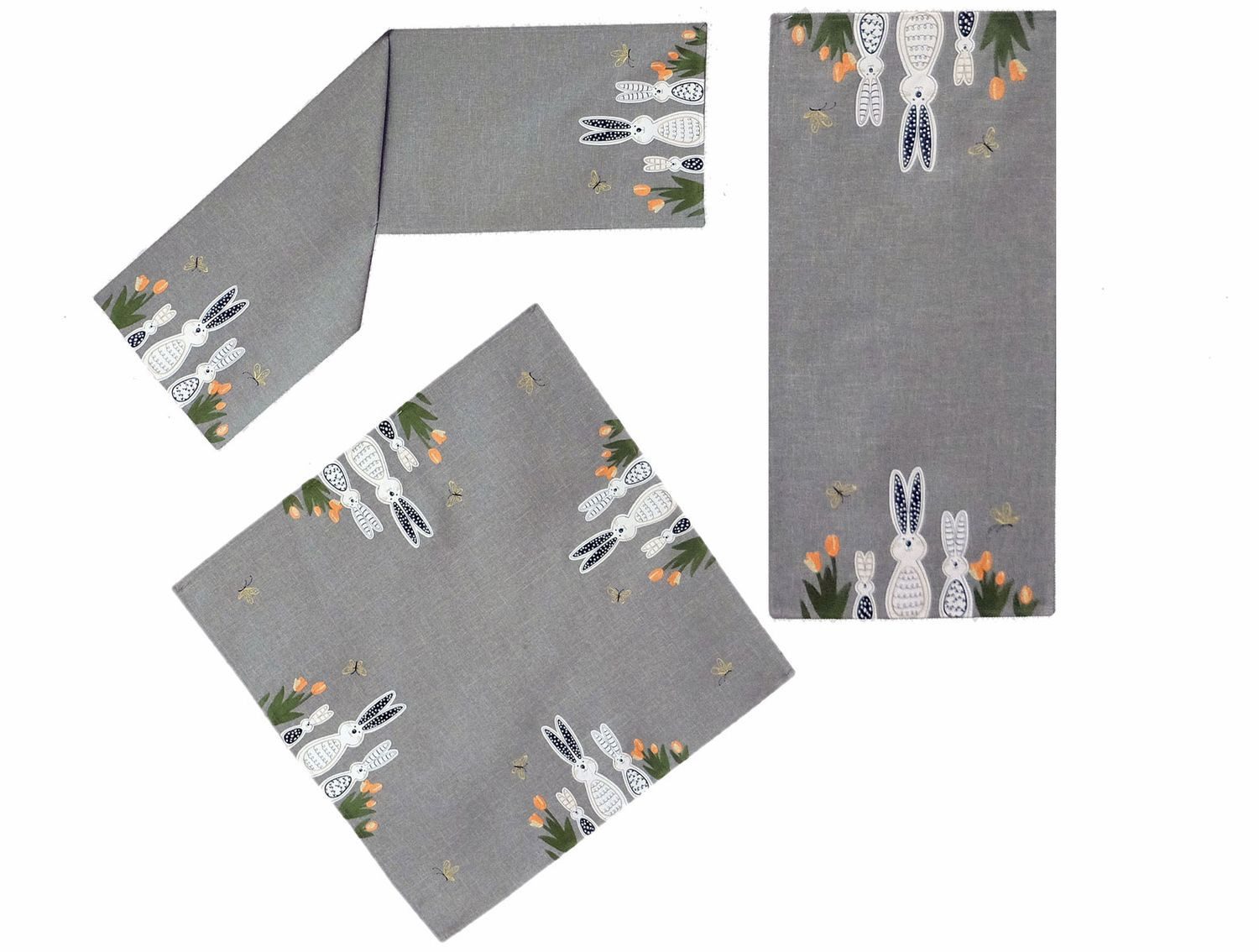 texpot Tischdecke Tischläufer Stickerei Osterhasen Ostern Frühling Blumen ( günstig online kaufen