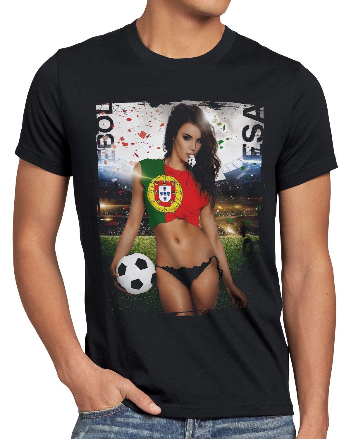 style3 Print-Shirt Herren 2022 Girl Schwarz Soccer EM Fußball Deutschland Germany Trikot T-Shirt