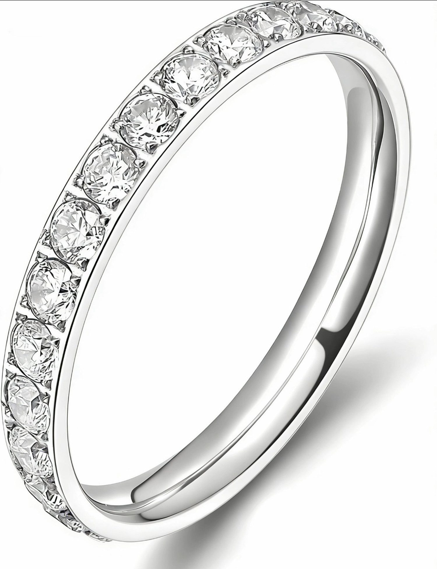 Jumpeak Diamantring 14 Karat Diamantring Stapelbarer Bandring, Ein Damengeschenk, umrandet mit echten Diamanten