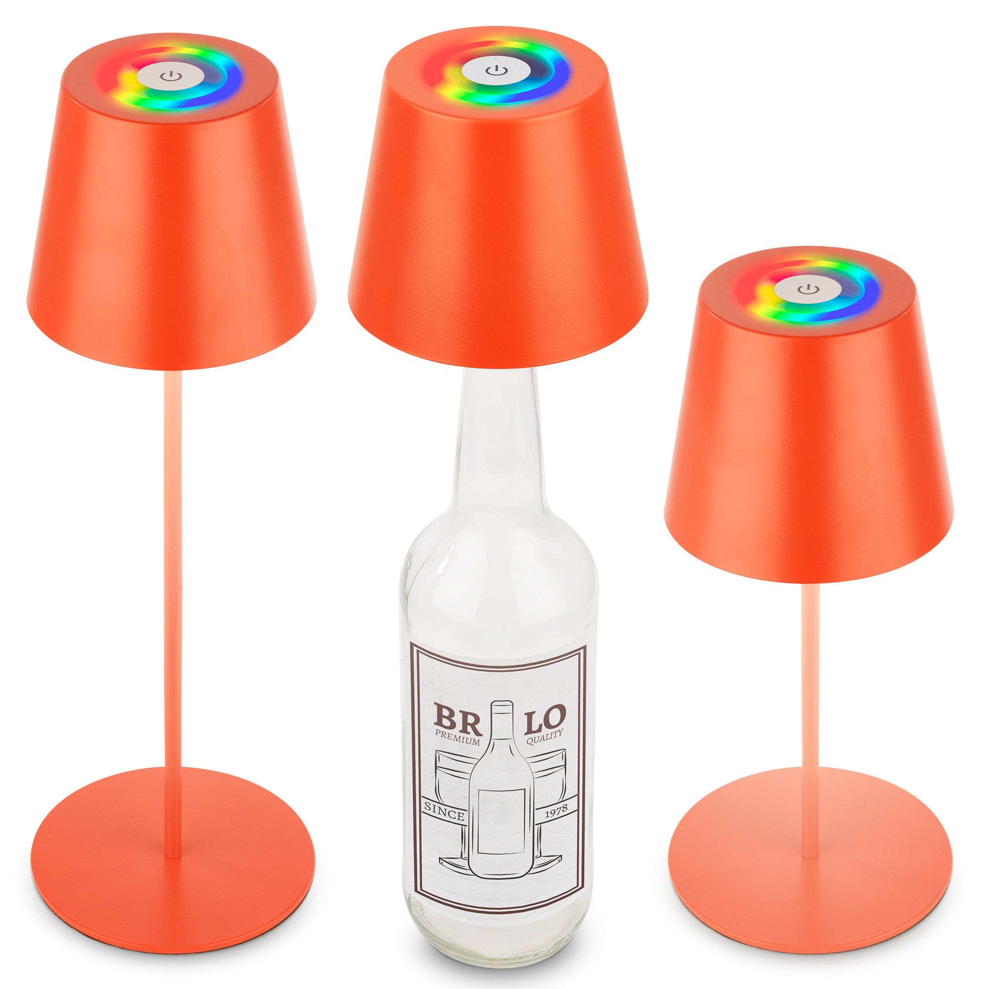 Briloner Leuchten LED Tischleuchte Akku Flaschenaufsatz Leuchte kabellos 3-in1 Indoor/Outdoor, LED fest integriert