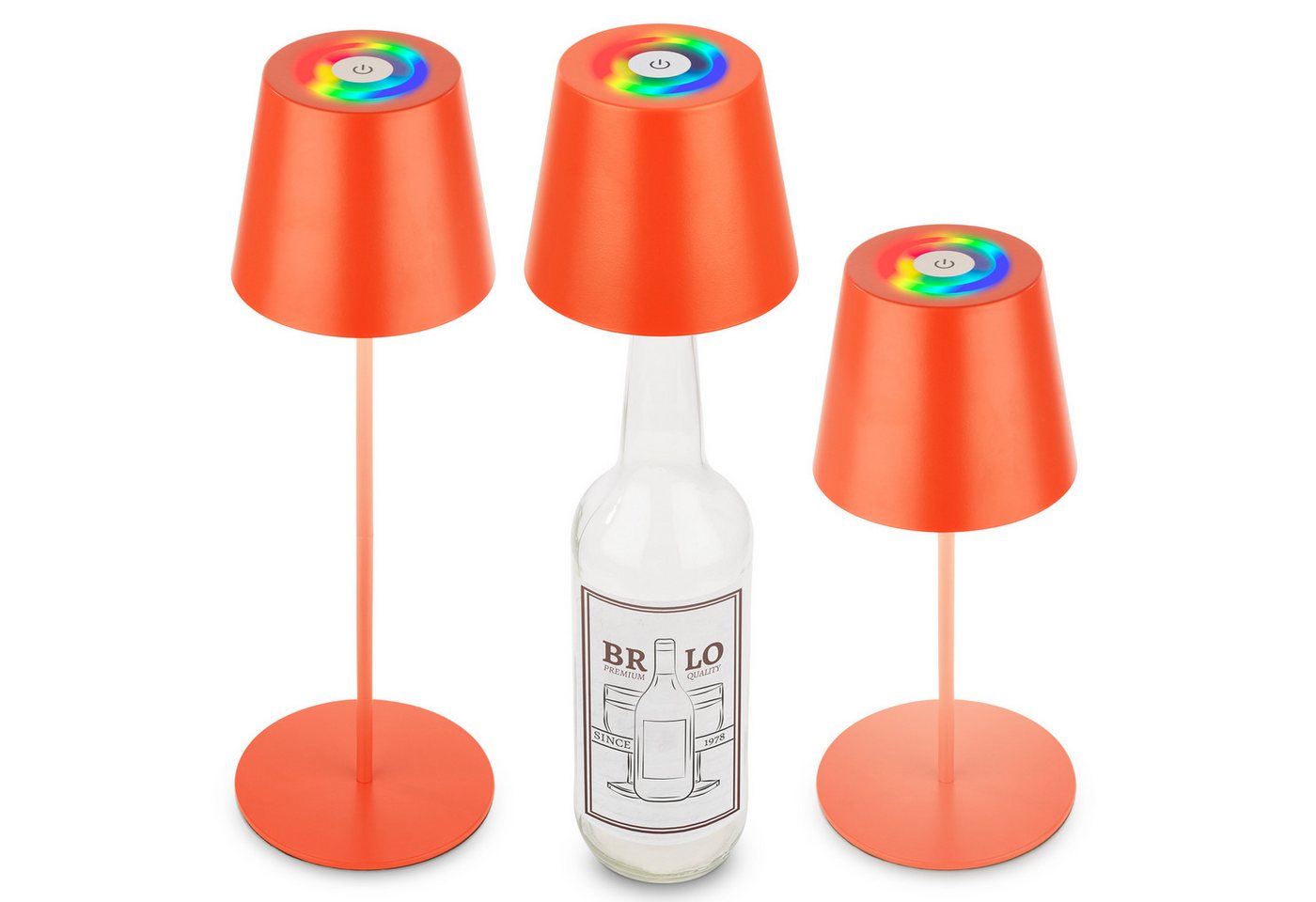Briloner Leuchten LED Tischleuchte Akku Flaschenaufsatz Leuchte kabellos 3-in1 Indoor/Outdoor, LED fest integriert