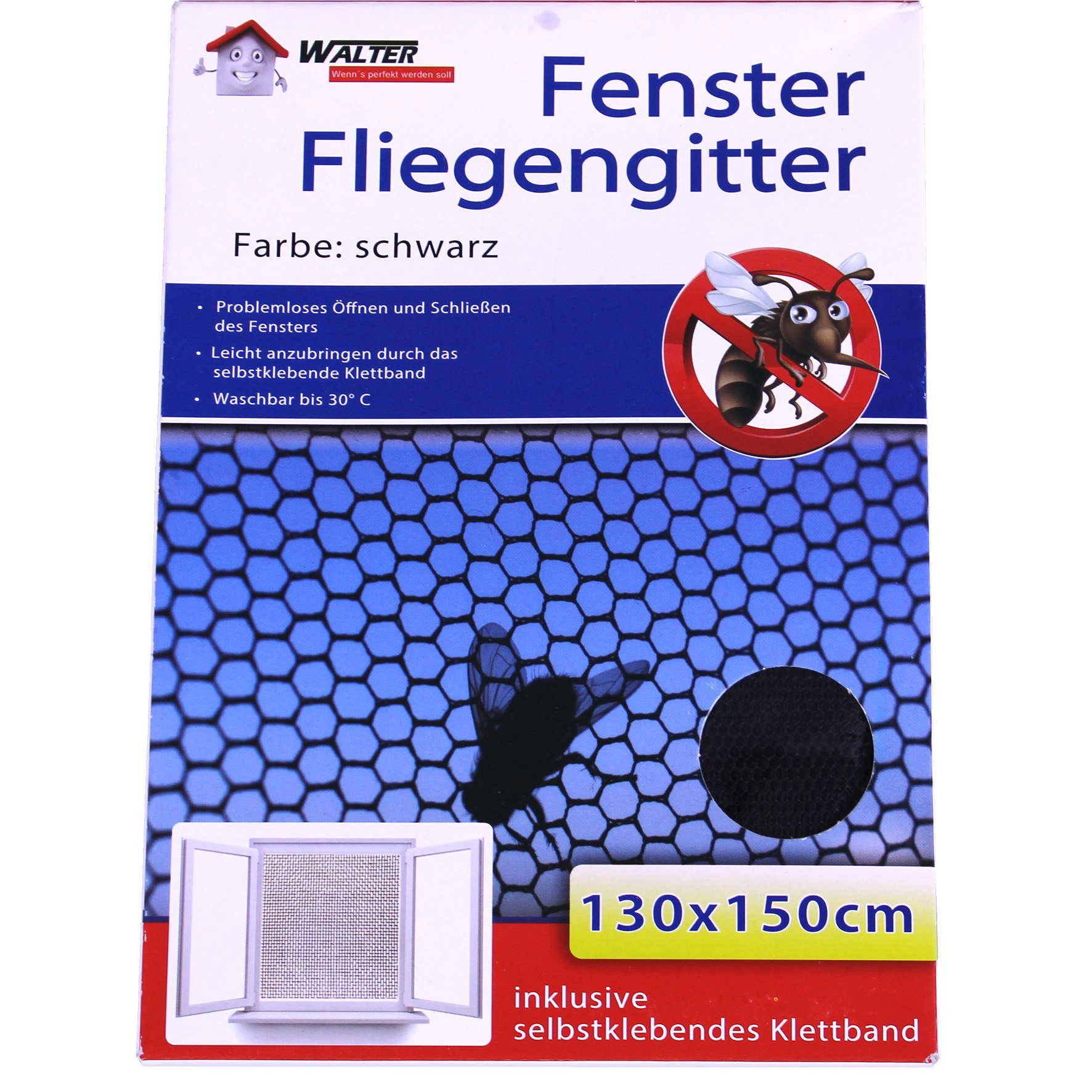 BigDean Schutznetz Fliegengitter Fenster 130x150 schwarz Insektenschutzfens günstig online kaufen